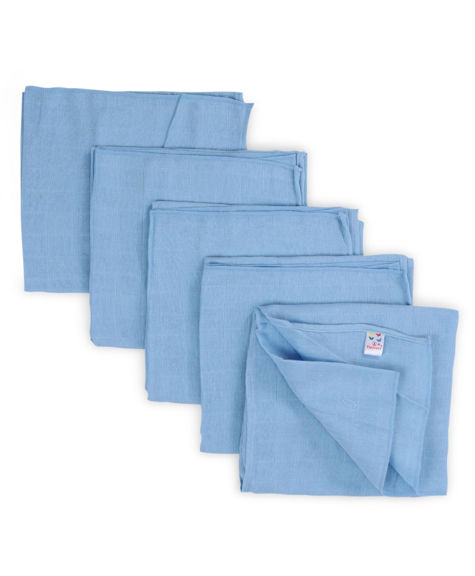 Tinycare Square Cloth Nappies Set Of 5 - Blue