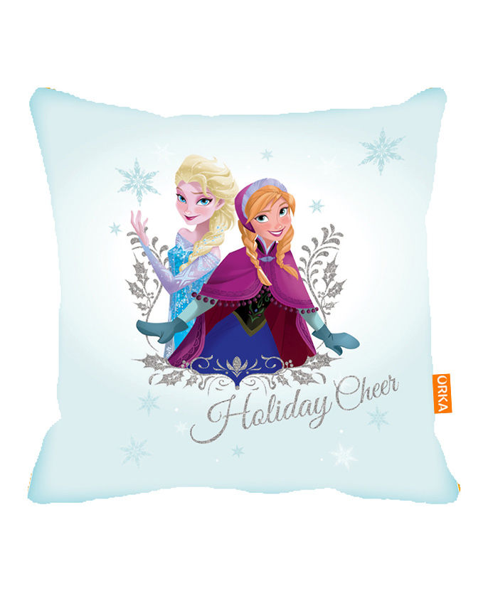 Orka Frozen Anna & Elsa Digital Printed Micro Beads Cushion - Blue