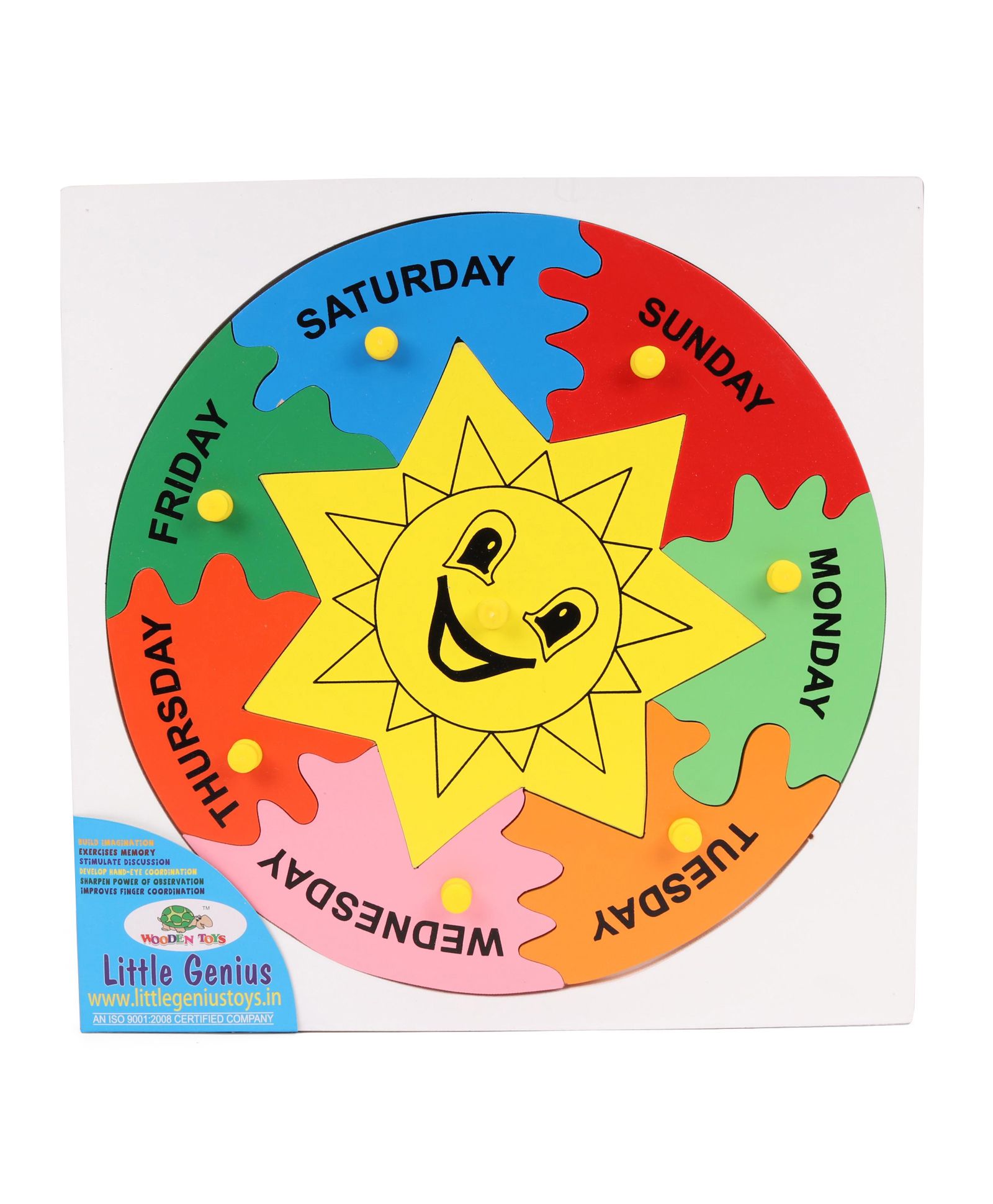 Little Genius Wooden Weekdays Jigsaw Puzzle - Multicolor