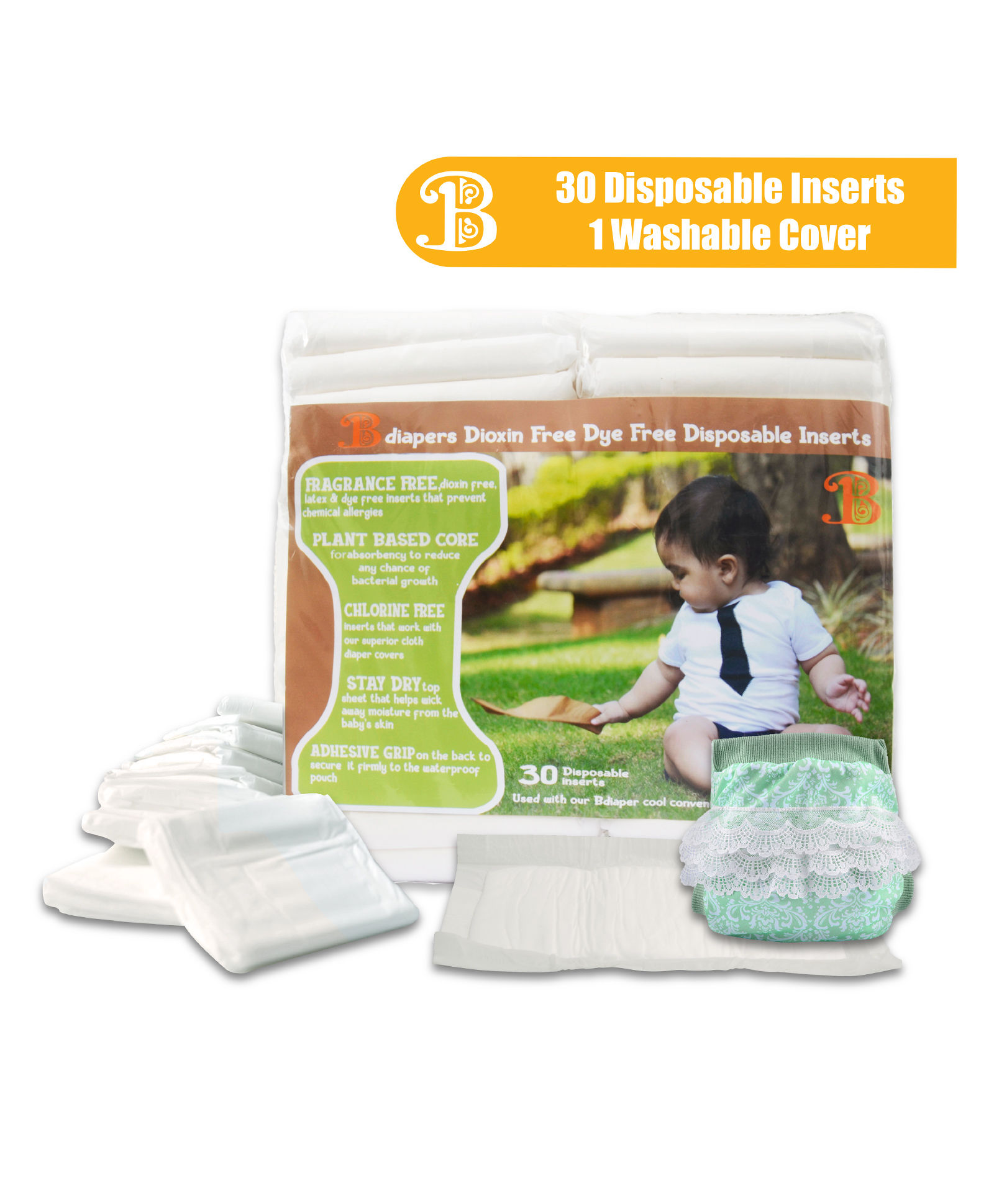 Bumchum Hybrid Cloth Diaper Cover & Washable Insert With Lace Small Sophie