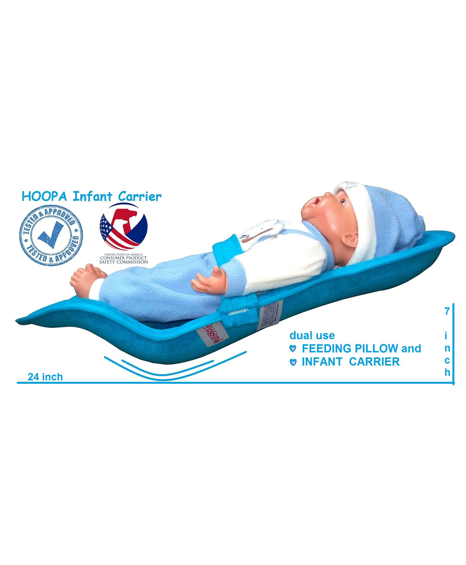 Hoopa Feeding Pillow Cum Carrier - Turquoise Blue