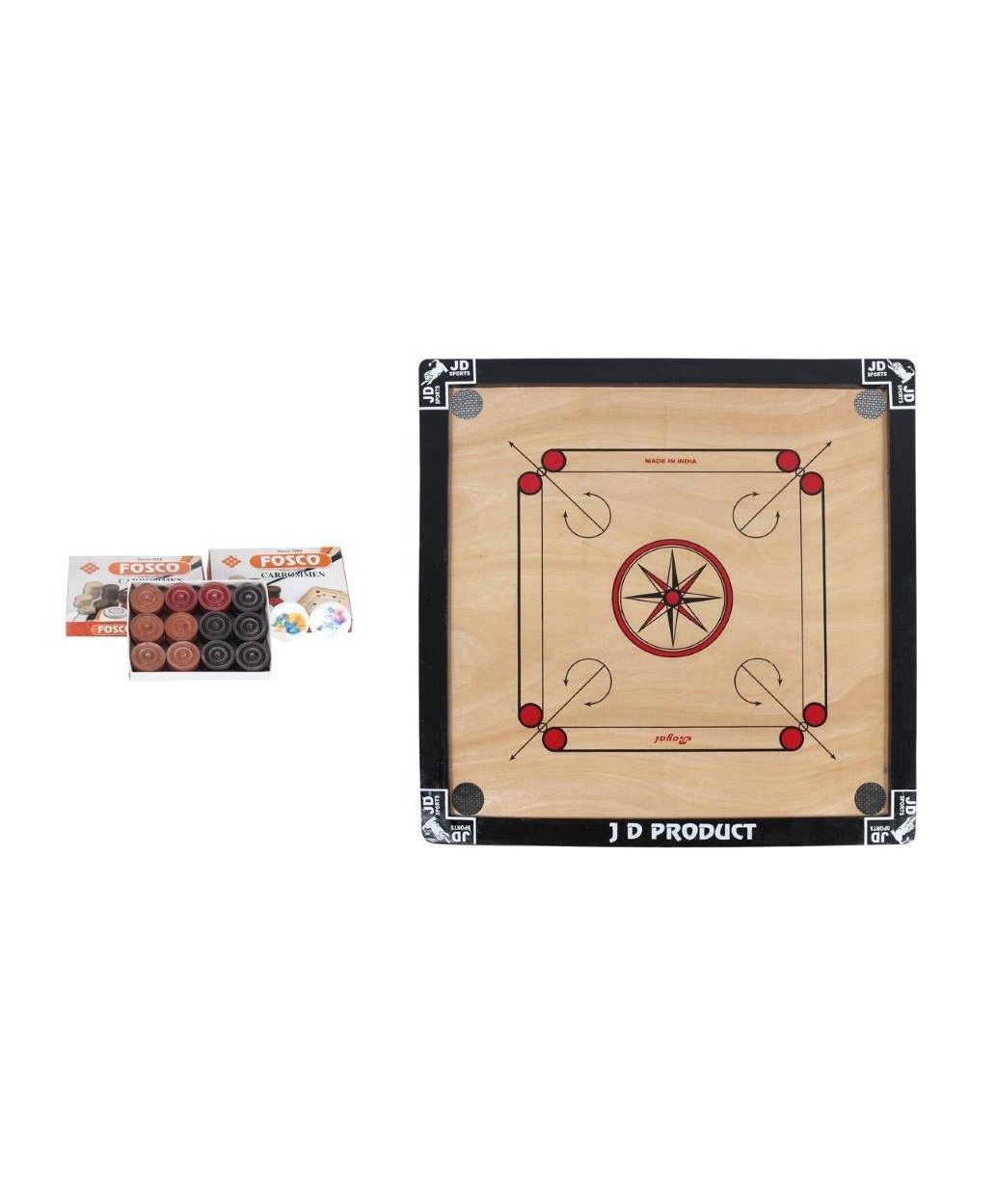 JD Sports Wooden Carrom Board Medium With Coins