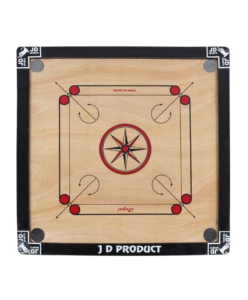 JD Sports Medium Wooden Carrom Board In Star - Cream and Black