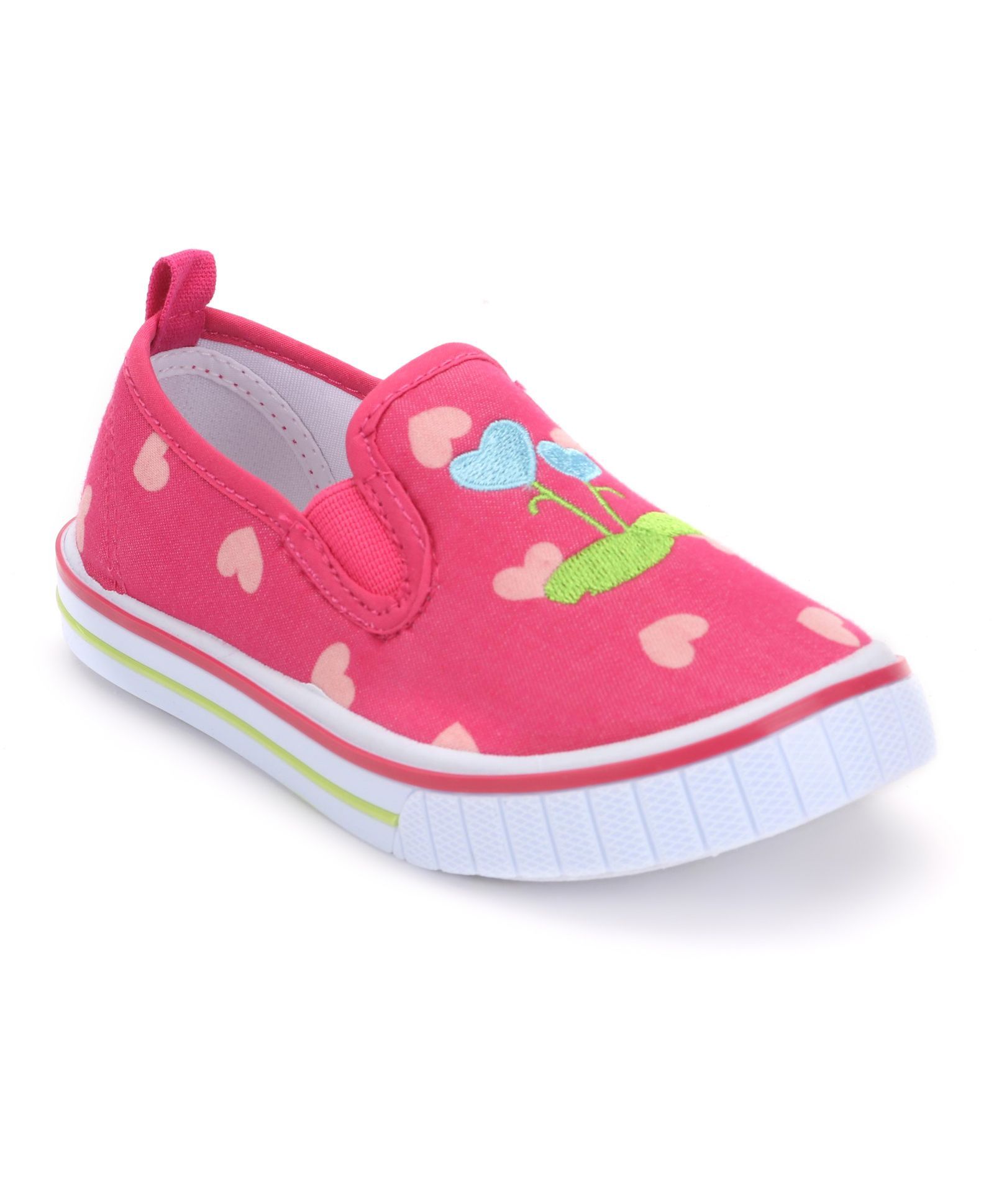 Cute Walk by Babyhug Slip-On Shoes Heart Embroidery - Fuchsia Pink