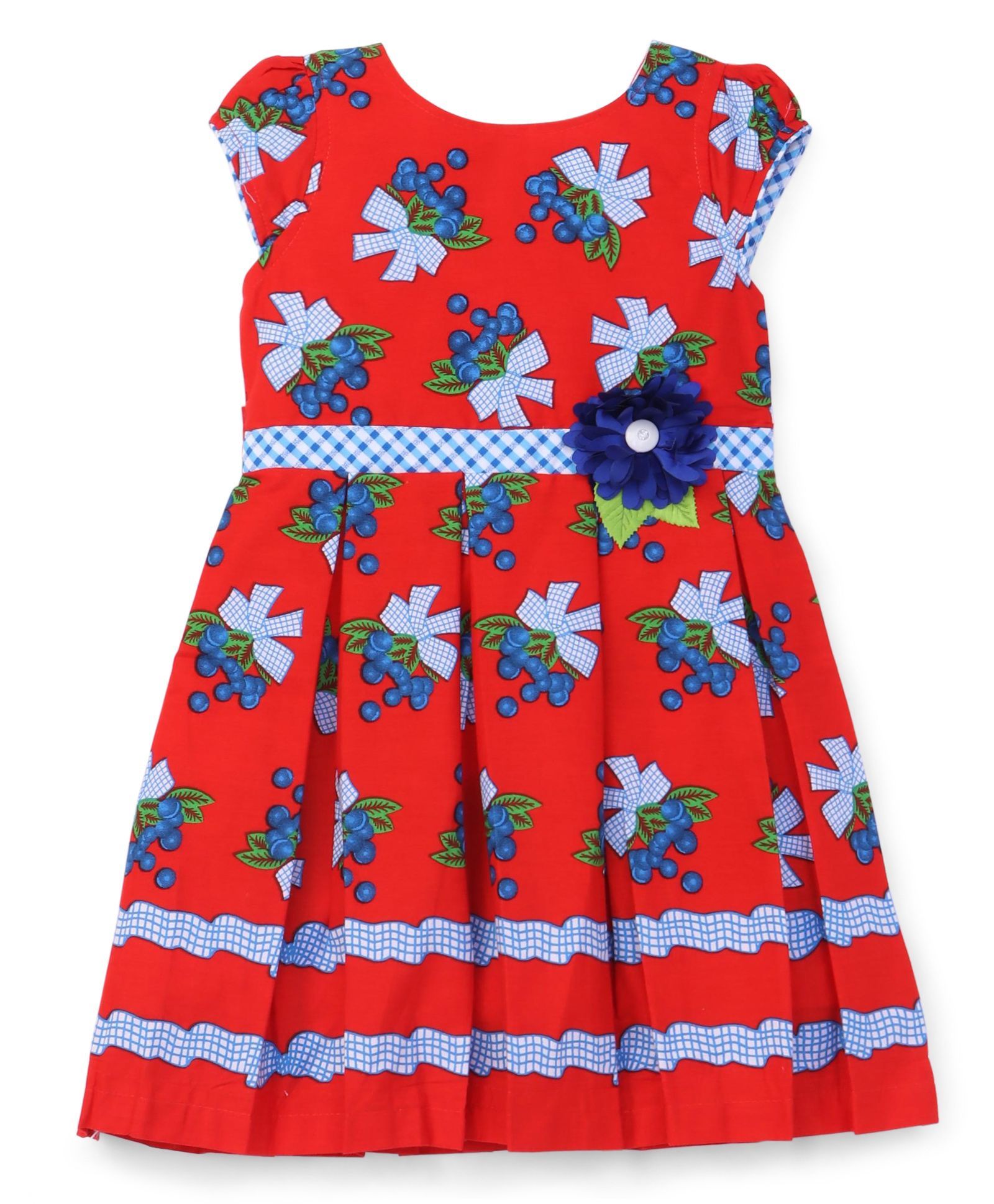 Eiora Flower Bouquet Printed Casual Dress - Red