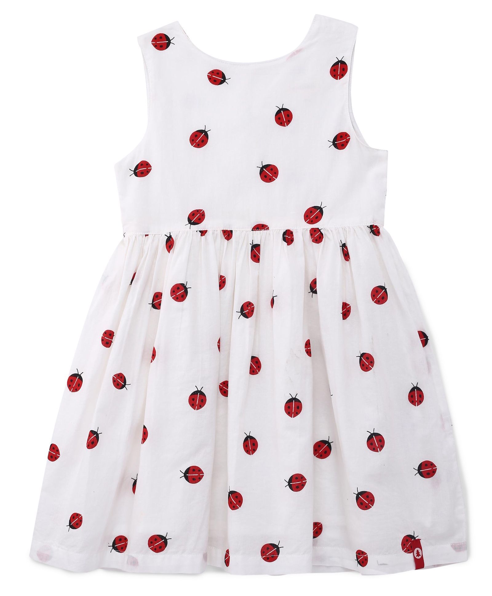 Pinehill Sleeveless Frock Ladybug Print - White
