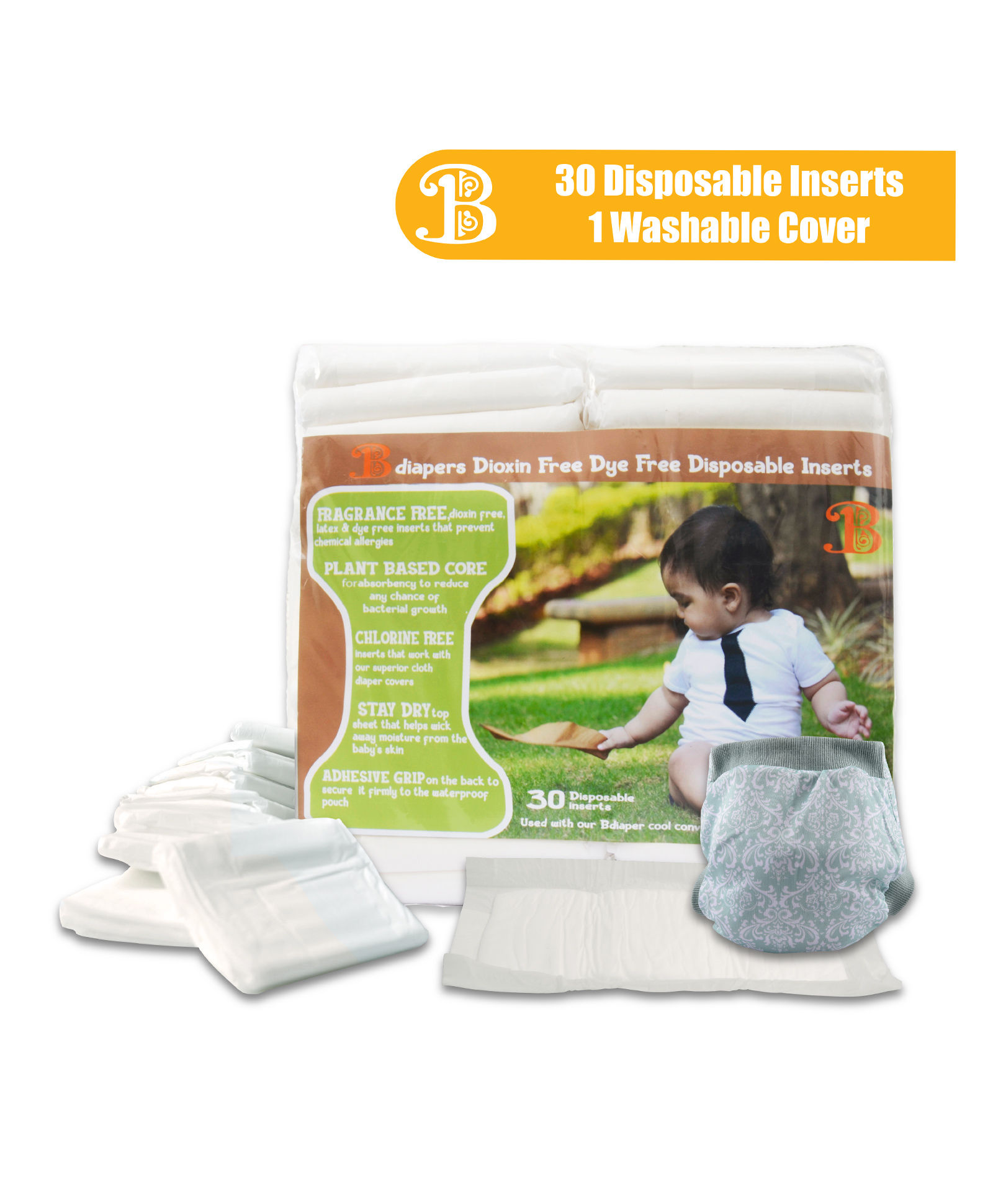 Bumchum Hybrid Cloth Diaper Cover & Washable Insert Large Bonnie - Green