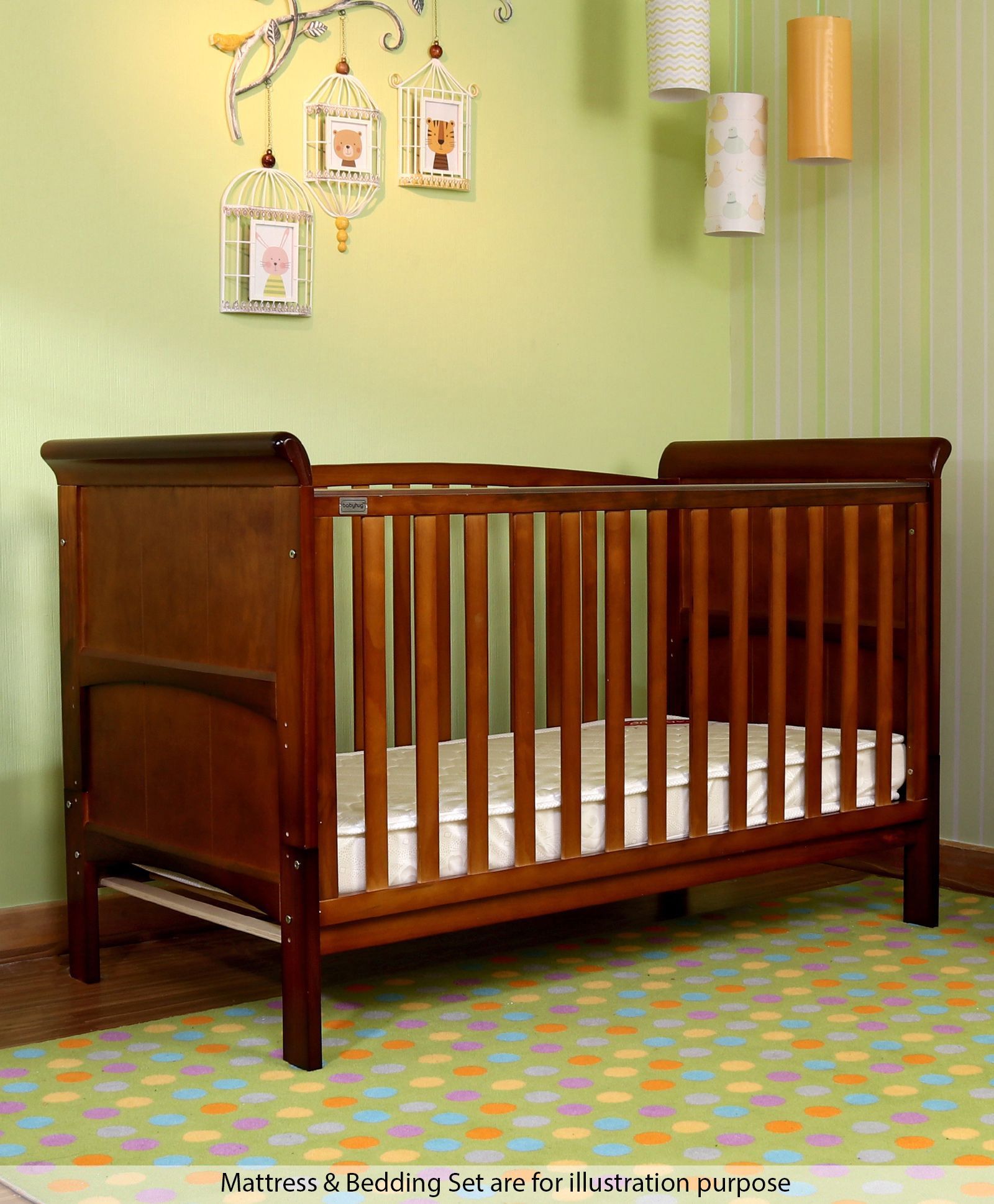 babyhug wooden cot