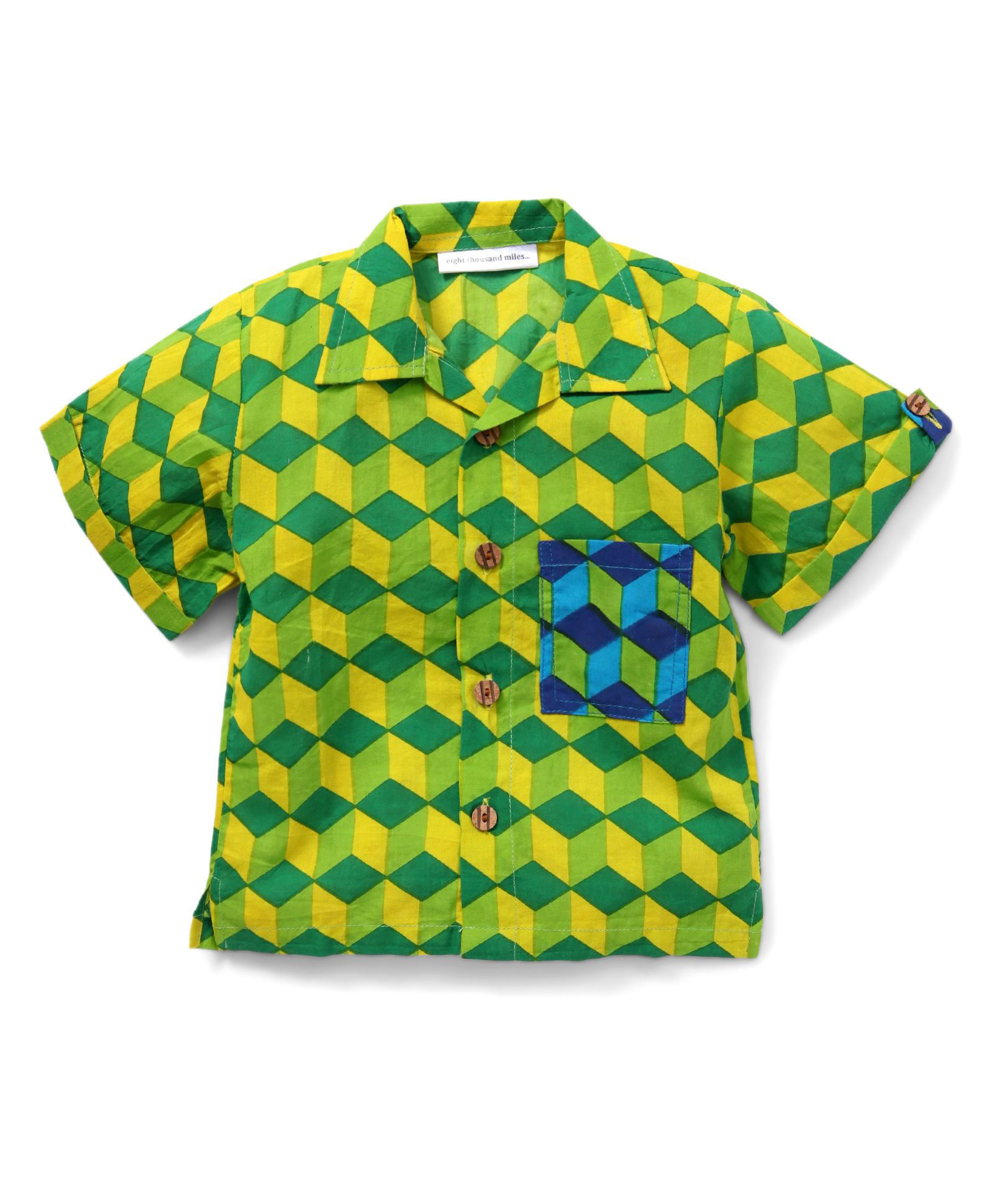 Eight Thousand Miles Classic Shirt With Contrast Pocket For Boys - Light Green