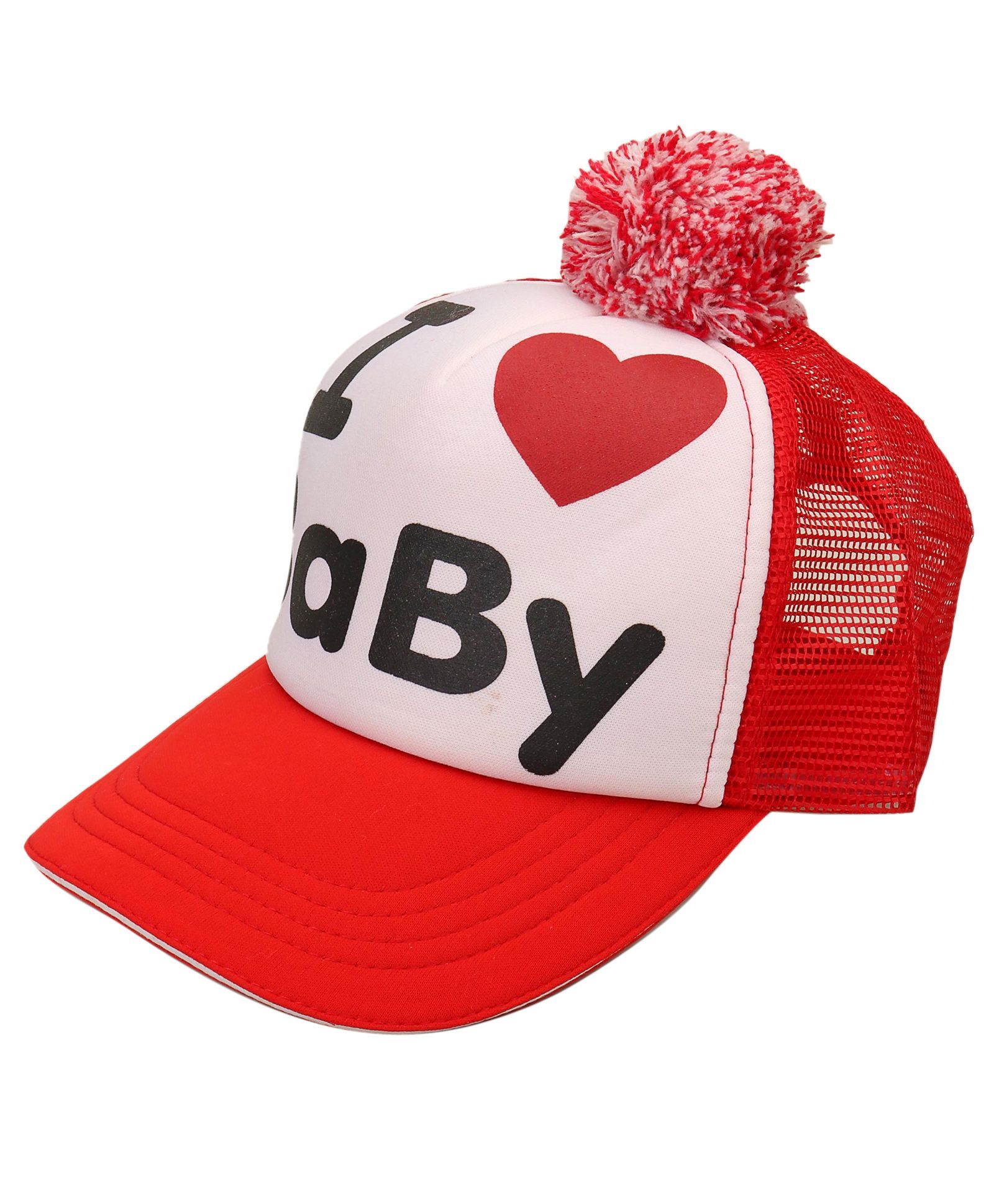 Little Wonder I Love Baby Print Cap - Red & White