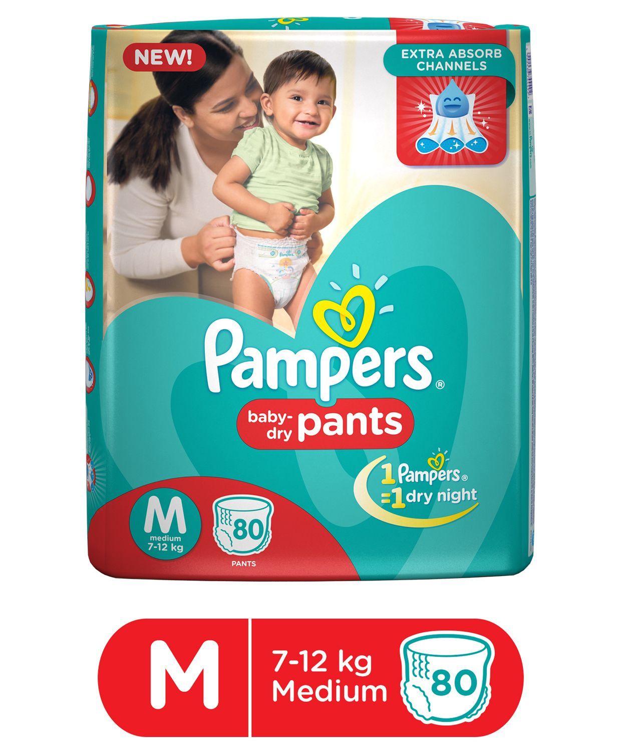 Pampers Pant Style Diapers Medium - 80 Pieces