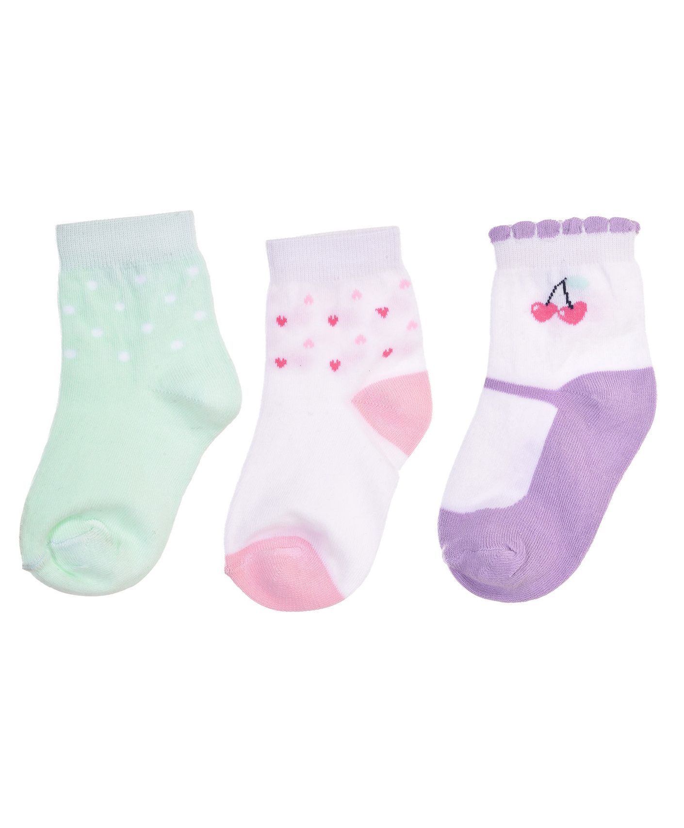 Footprints Super Soft Organic Cotton Socks Heart & Strawberry Design Pack Of 3