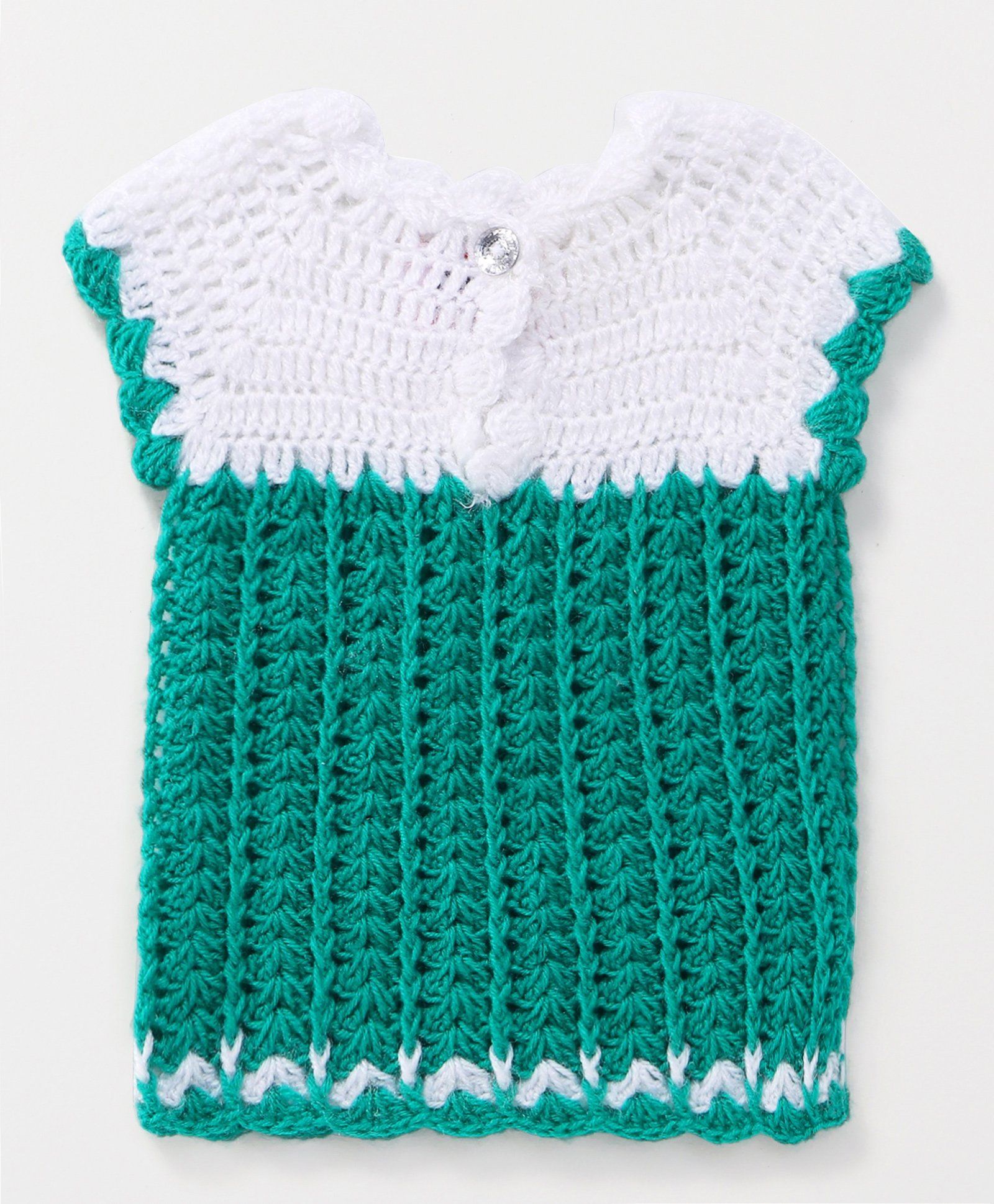 Rich Handknits Short Sleeves Woollen Dress - Green