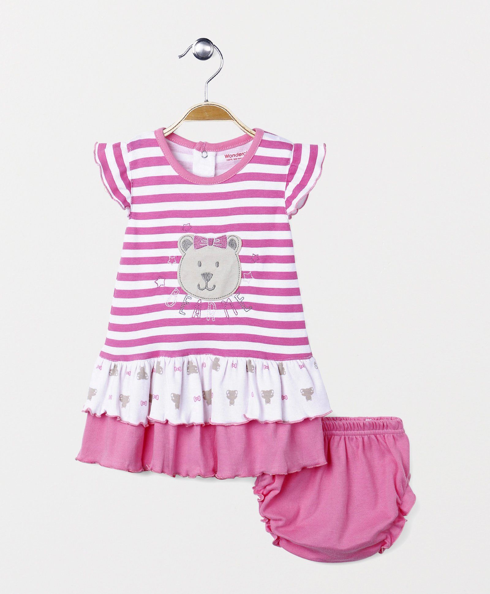 Wonderchild Teddy Applique Dress With Bloomer