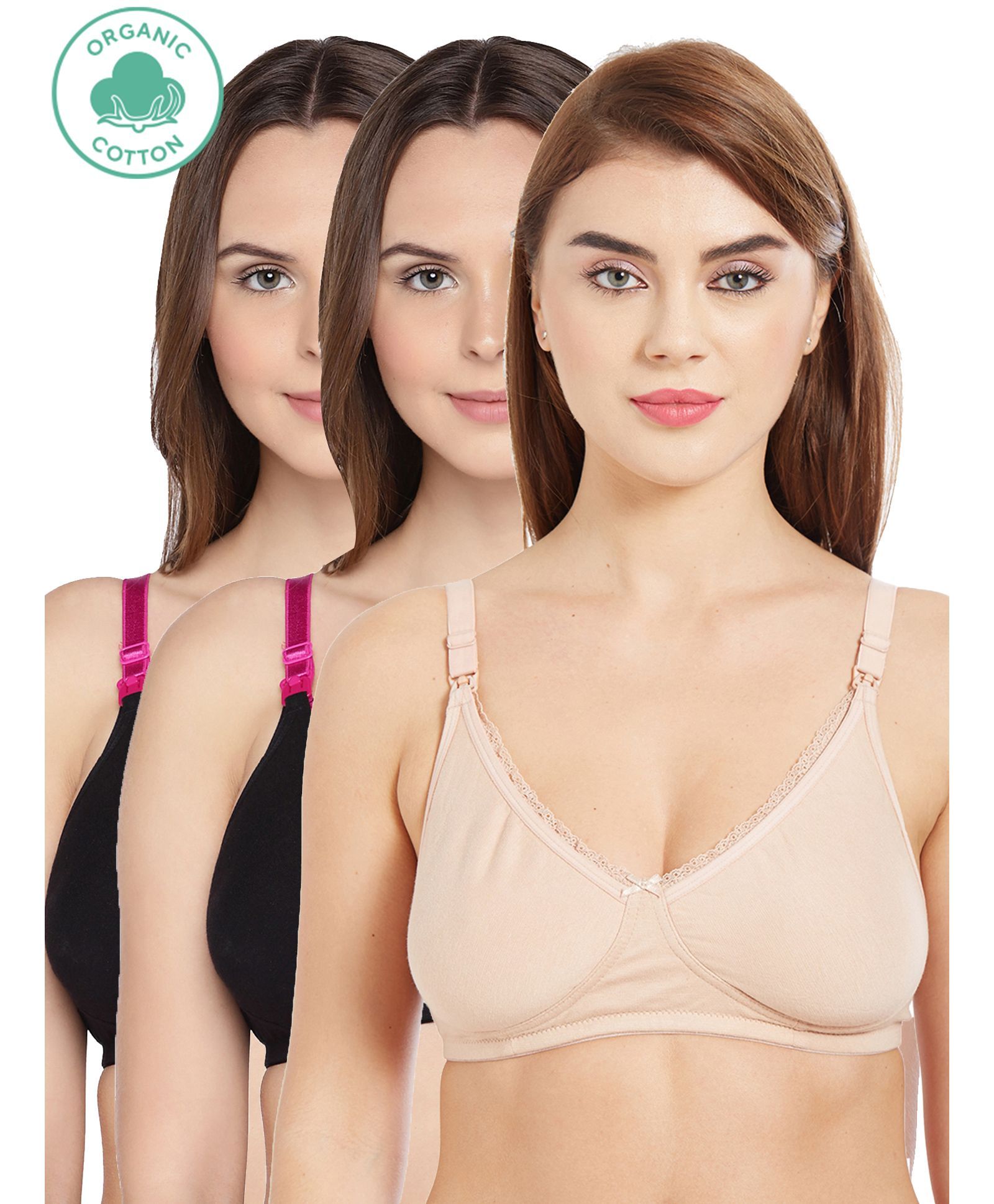 Buy Inner Sense Black Non Wired Padded Nursing Bra (Pack Of 3) for