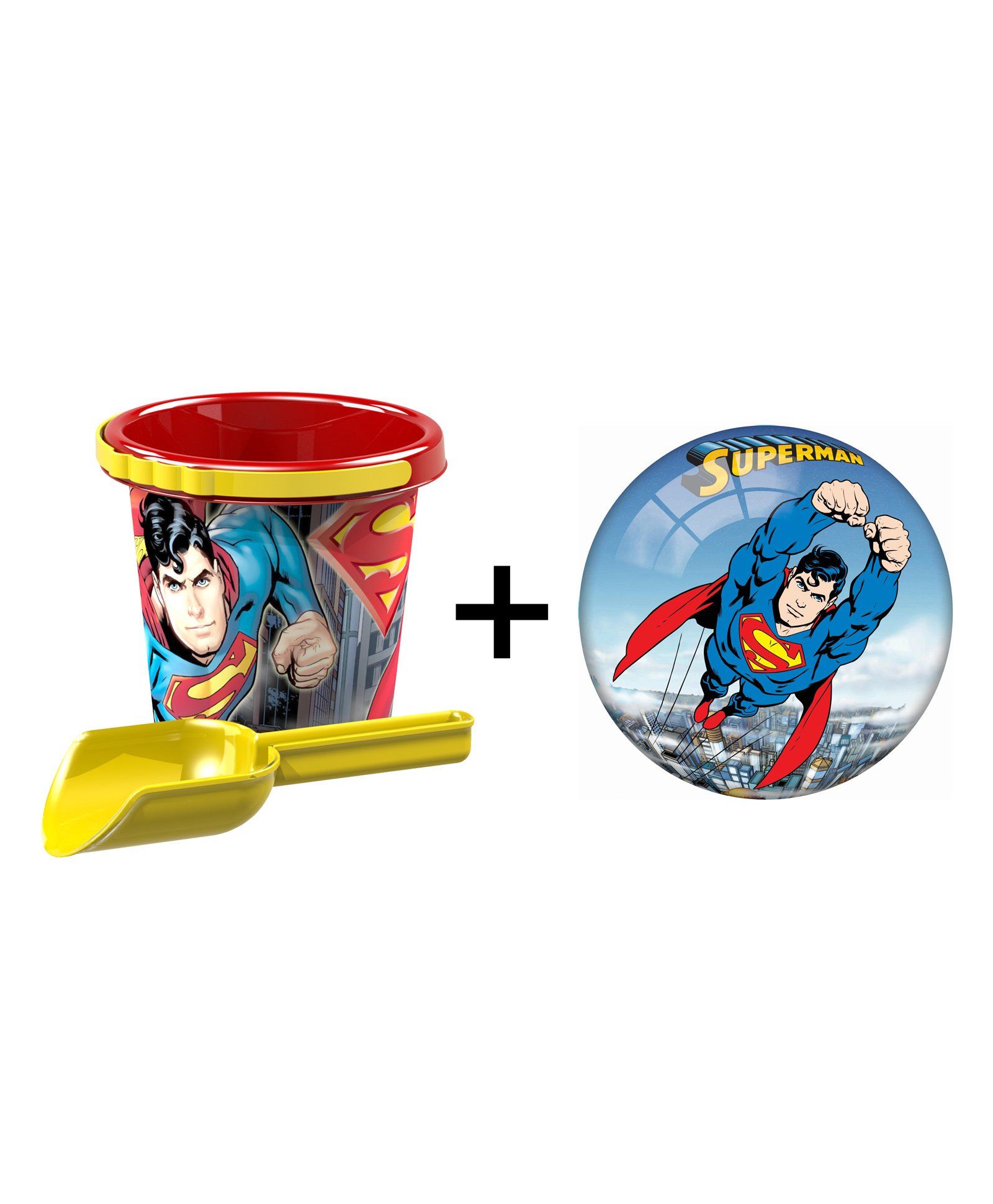 Demastil Superman Beach Set & Inflatable Ball Pack of 3 - Red Yellow Blue