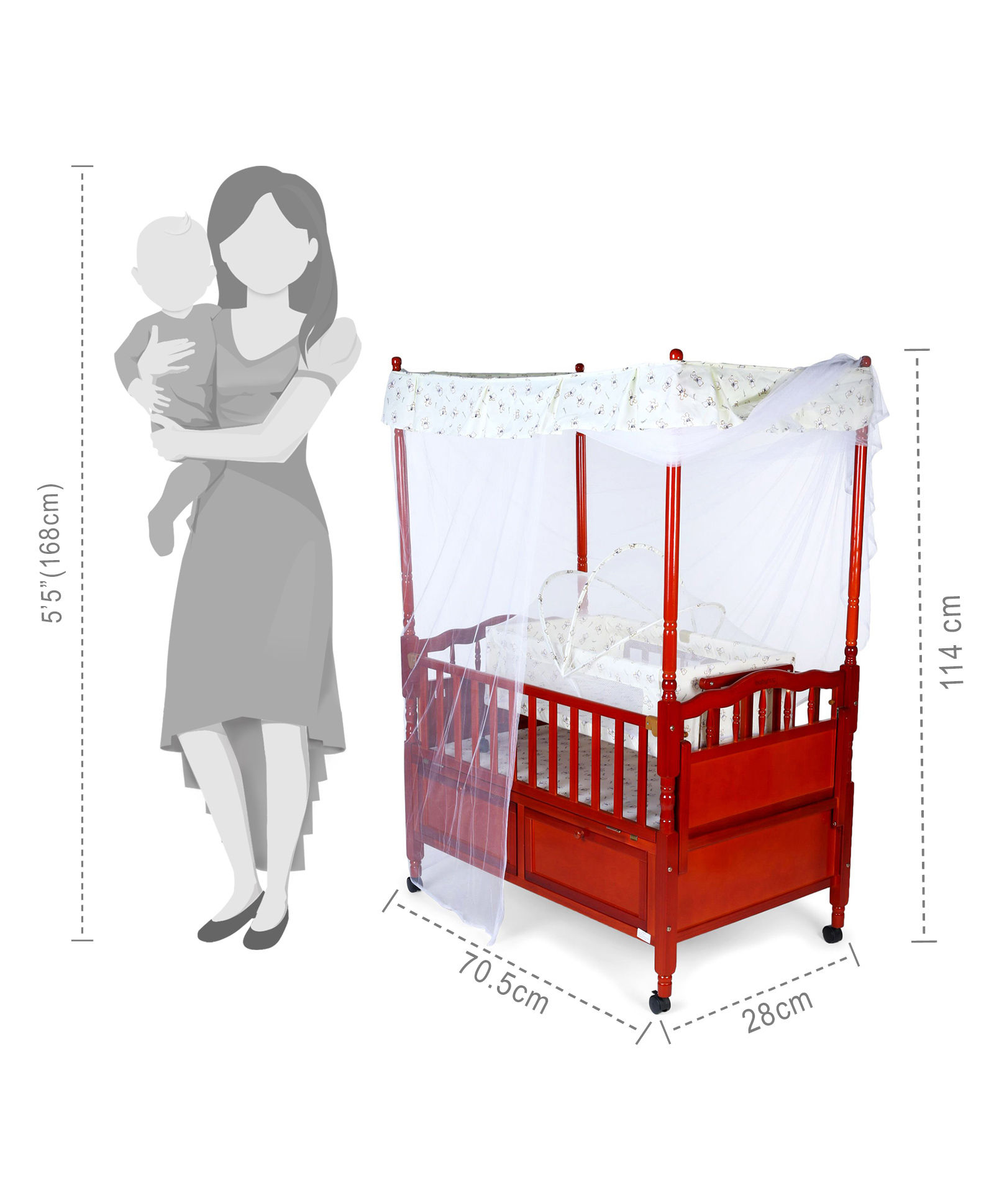 babyhug ionia wooden cradle