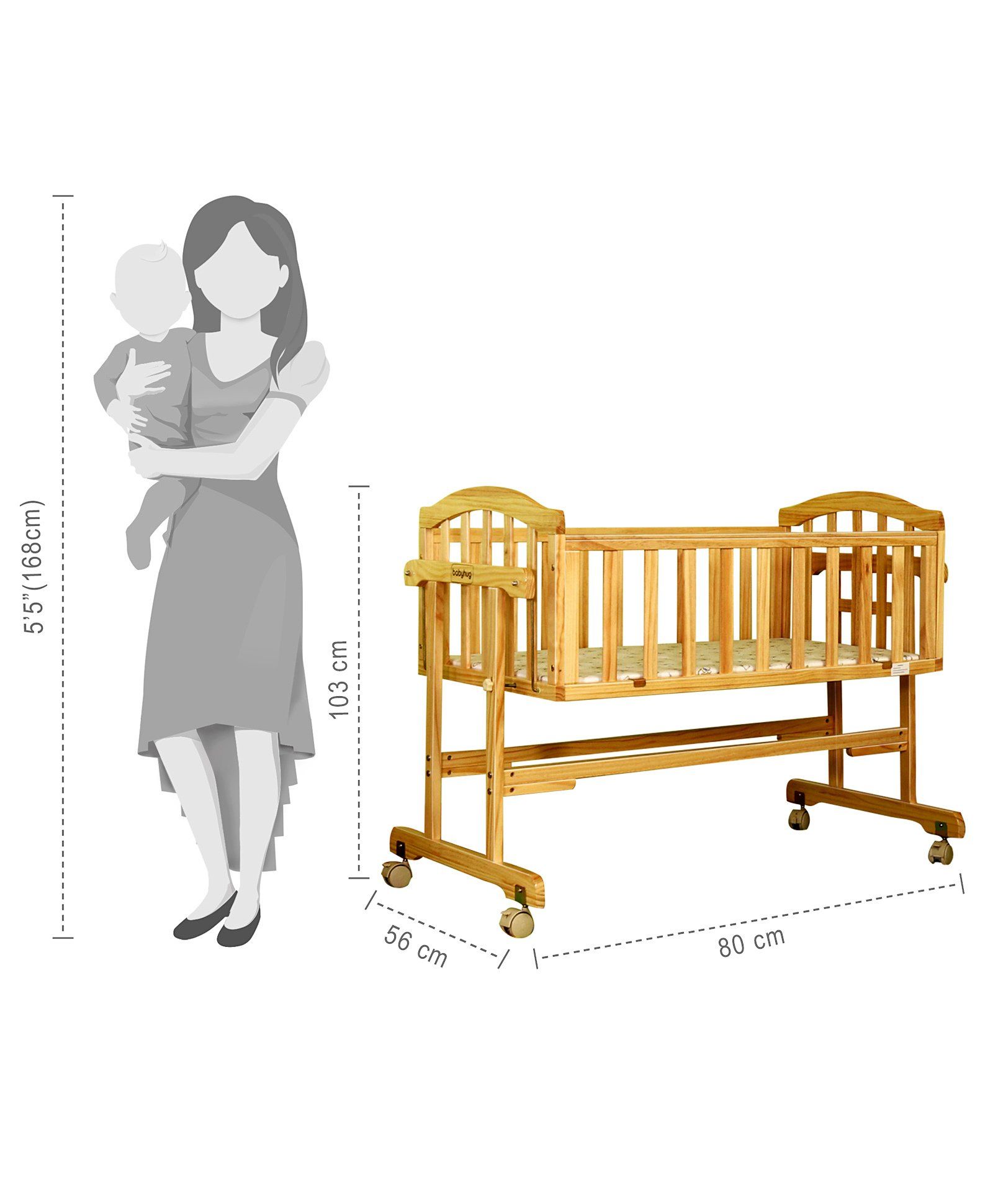 babyhug ionia wooden cradle