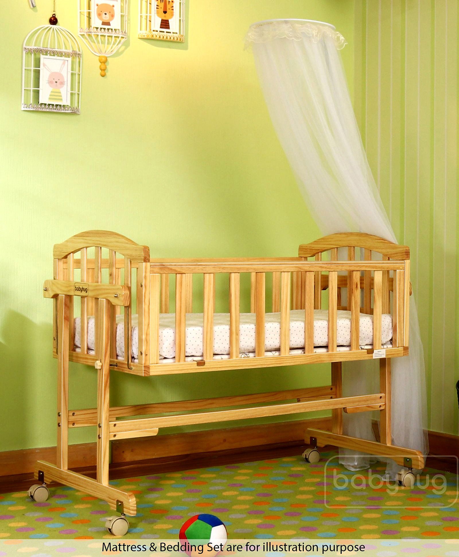 babyhug ionia wooden cradle