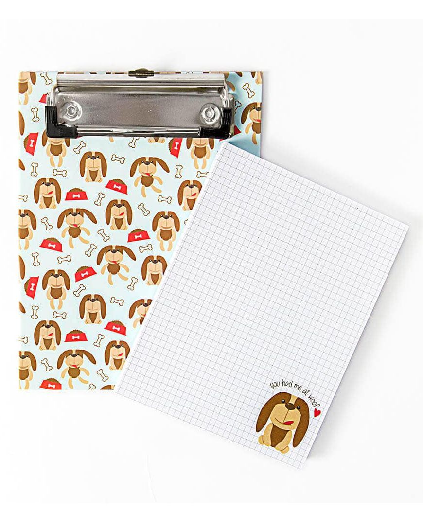 Papercrush Exam Board With Notepad Puppy Print - Multicolor