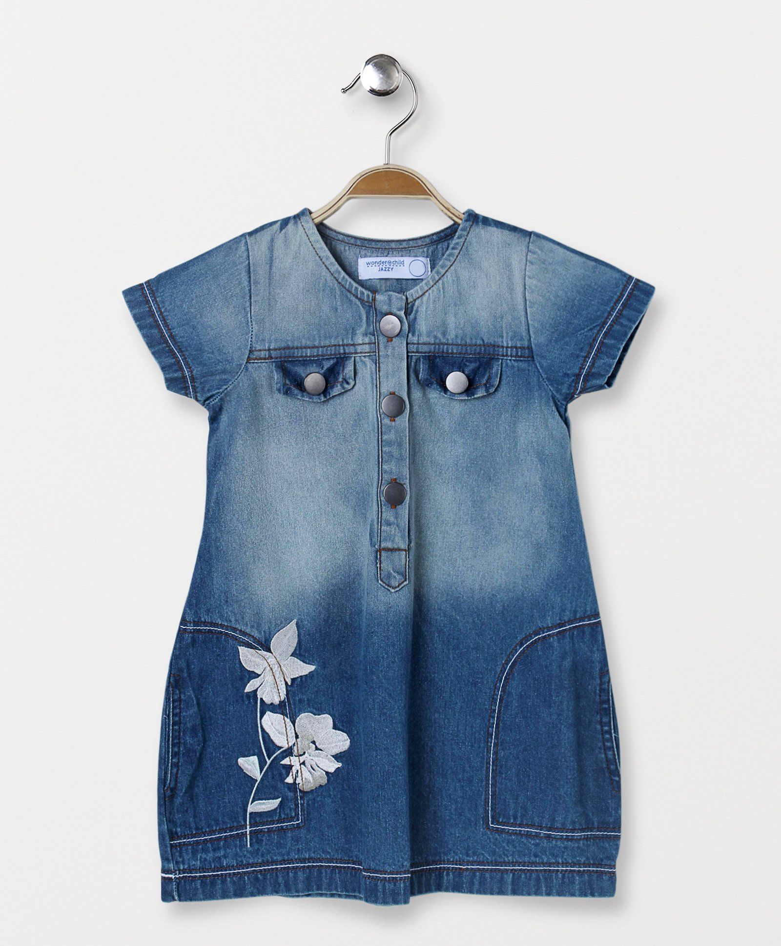 Wonderchild Short Sleeves Denim Dress - Blue