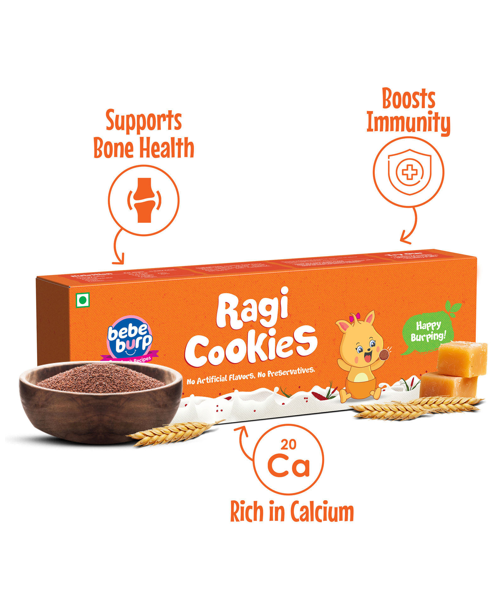Bebe Burp Organic Baby Food Ragi Cookies