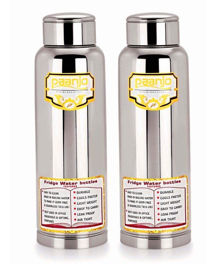 Paanjo Stainless Steel Bottle Pack of 2 - 600 ml
