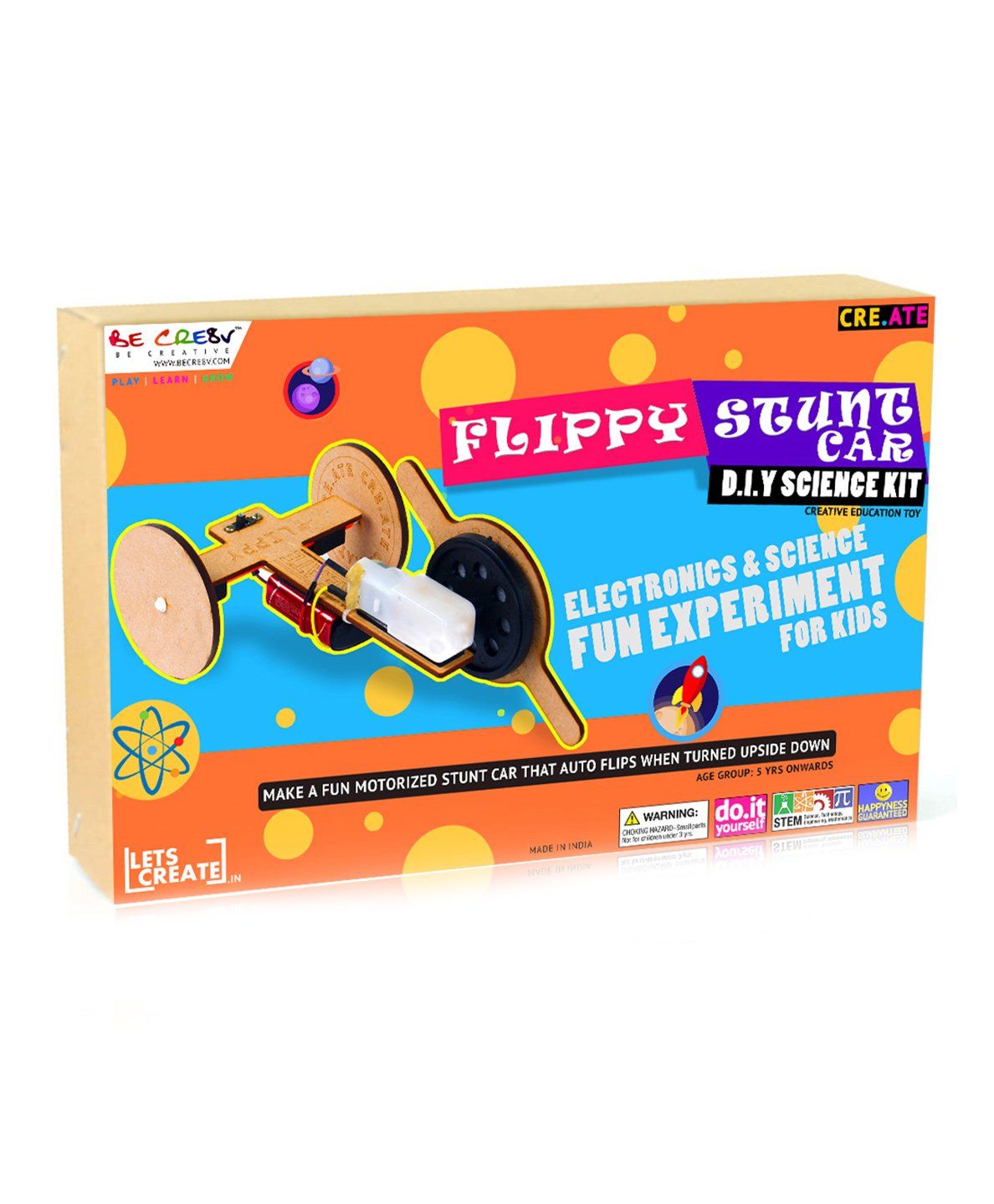 Be Cre8v Flippy Stunt Car DIY Science Kit - Multicolour