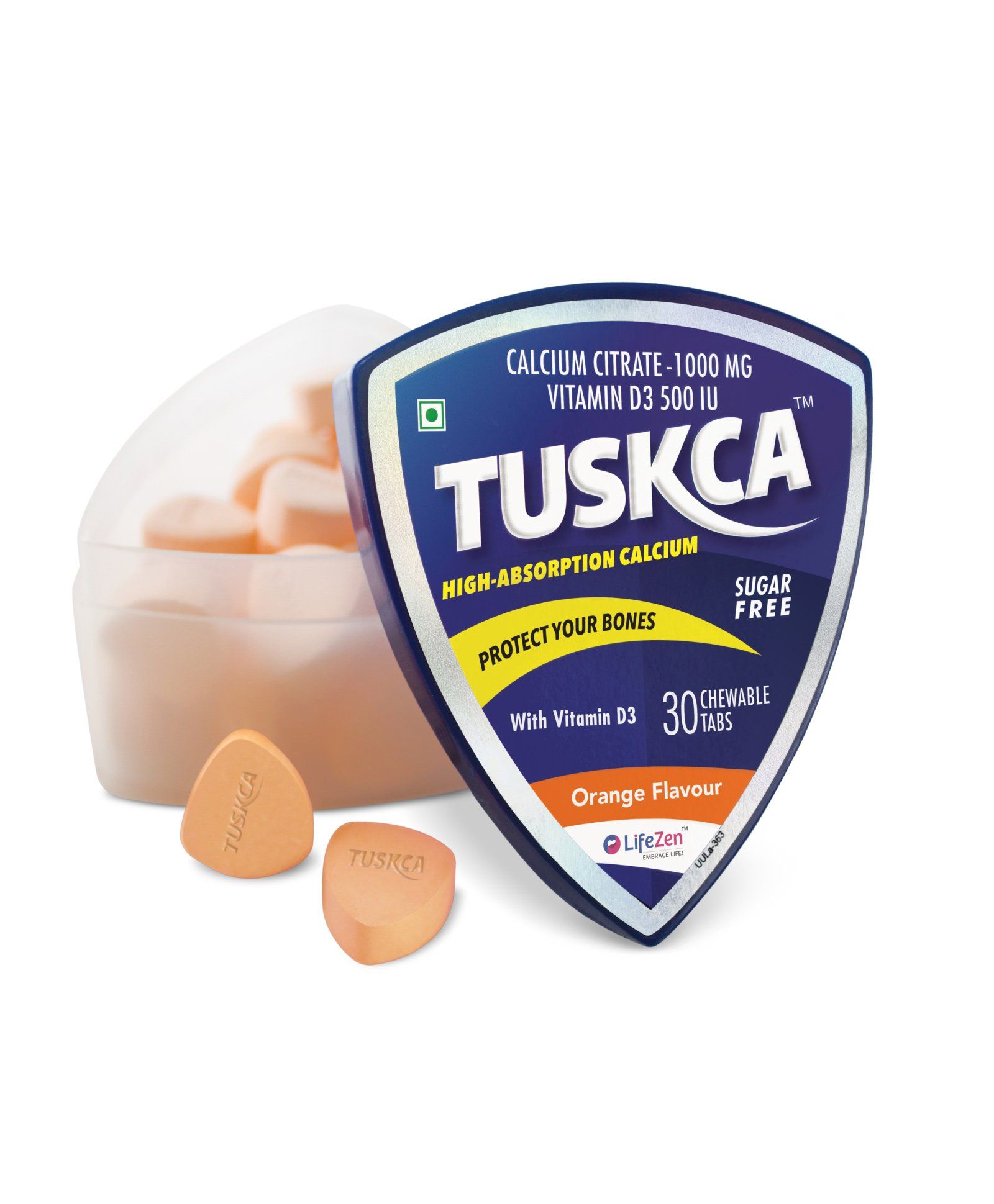 Tuskca Sugar Free Calcium Orange 30 Chewable Tablets - Pack Of 2