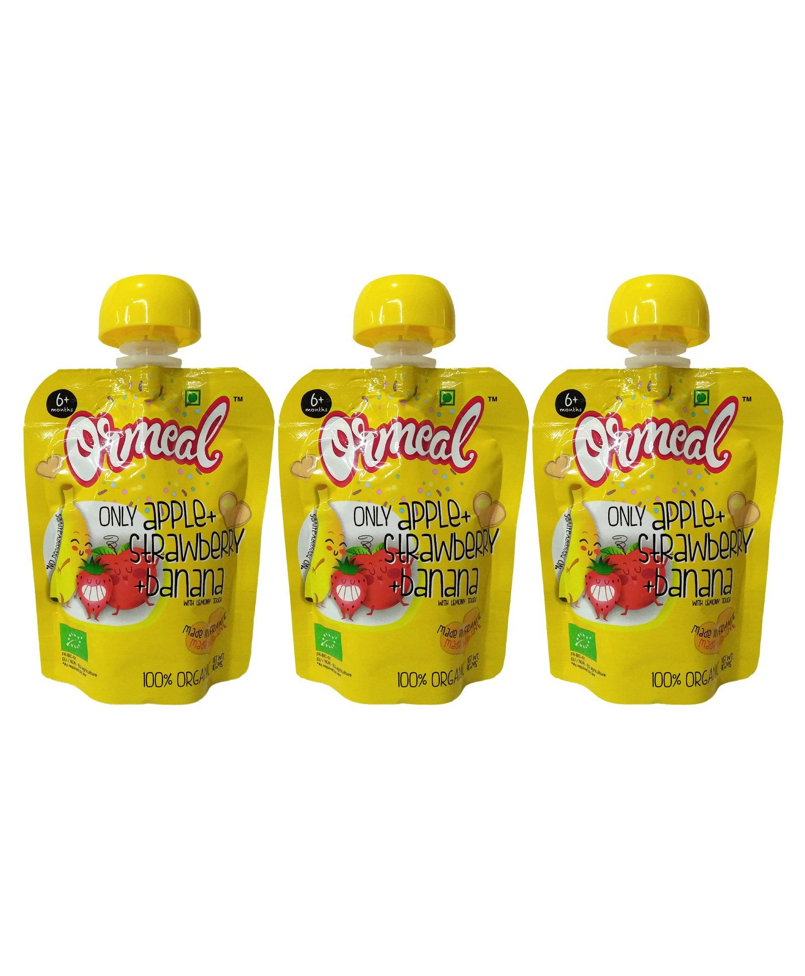 Ormeal Only Apple Strawberry & Banana Puree - Pack of 3