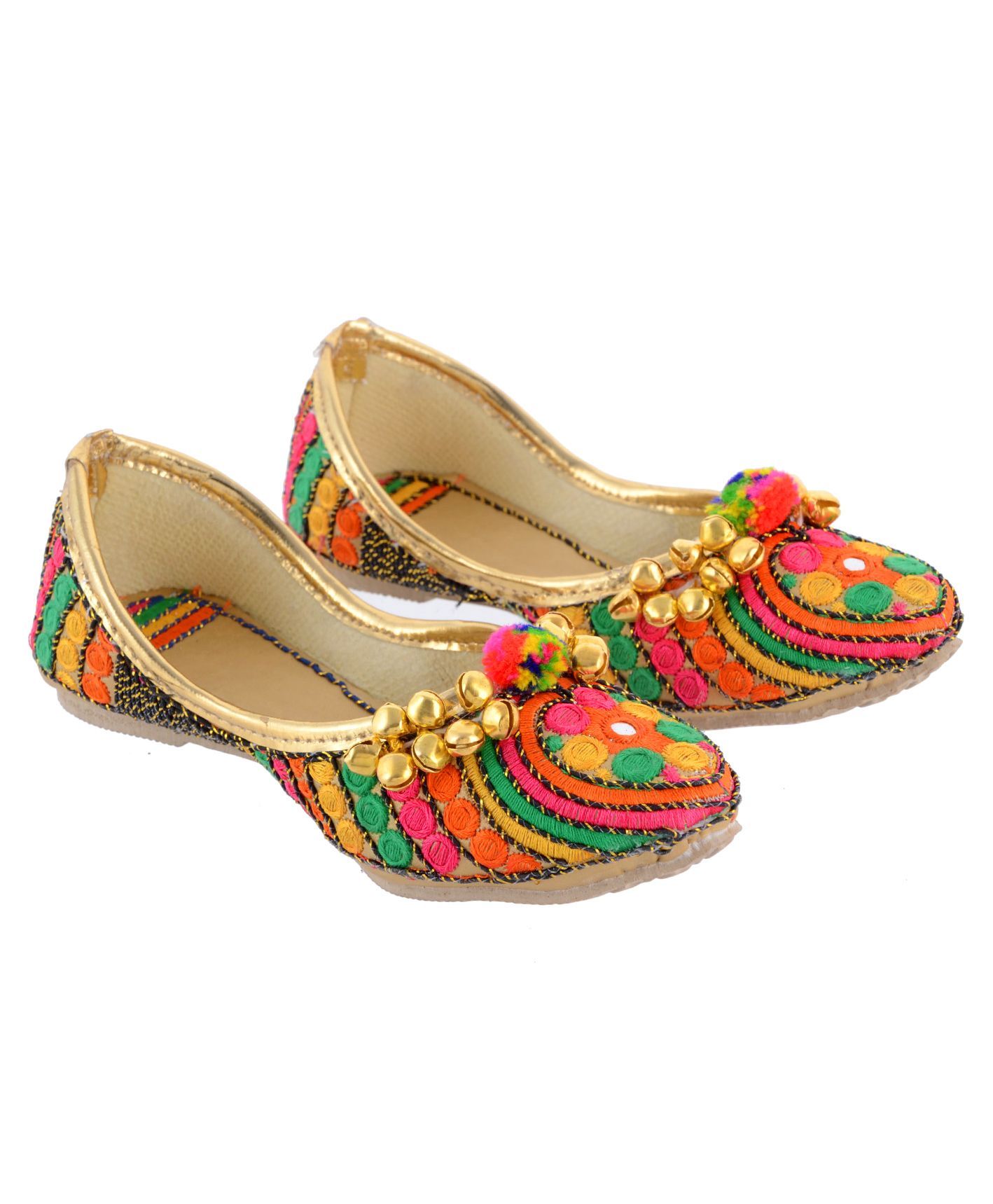 Little Palz Mirror Work Mojris - Multicolour