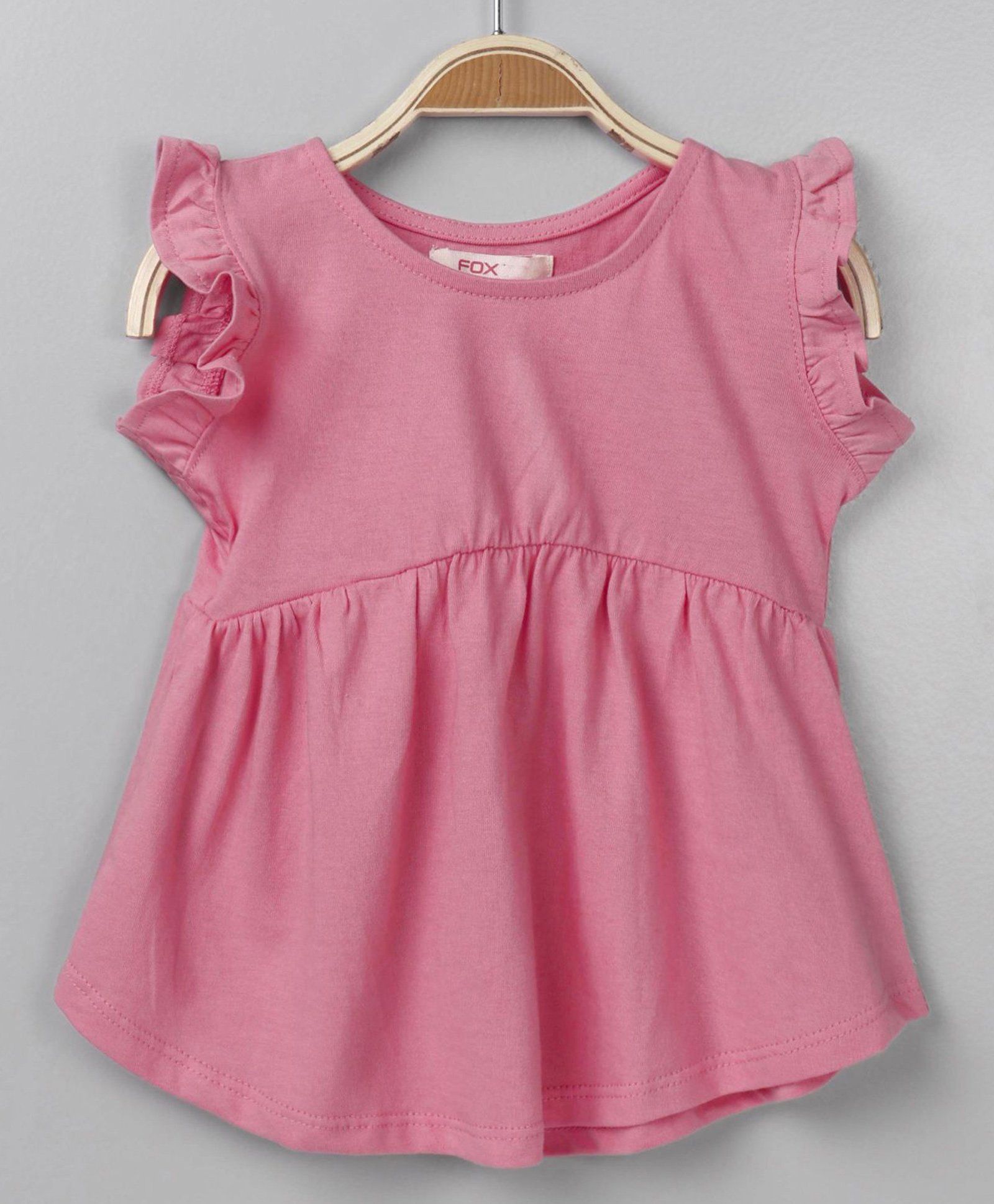Fox Baby Flutter Sleeves Solid Colour Frock