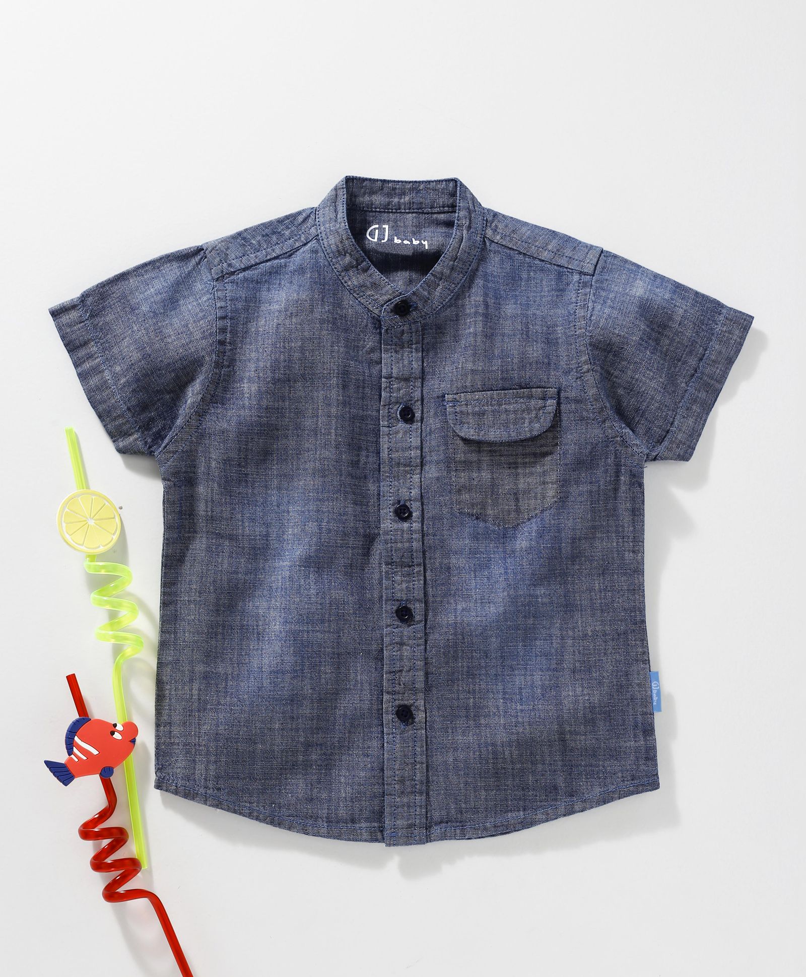 GJ Baby Half Sleeves Solid Colour Shirt - Blue