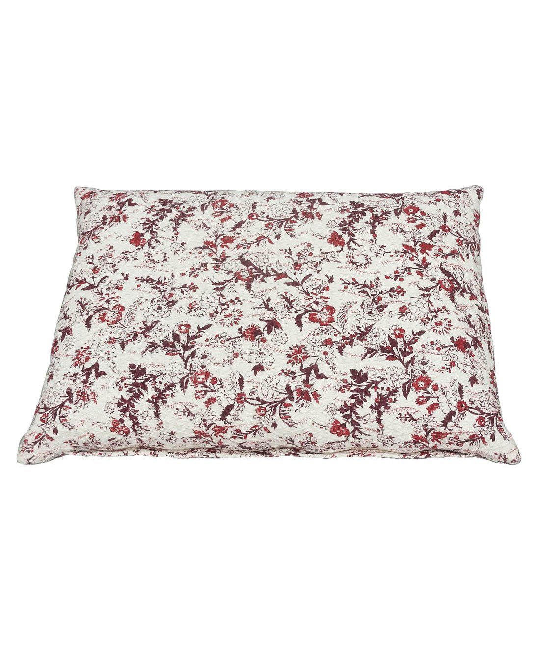 Relaxing Pillow With Buck Wheat Hull Filling Floral Print - White Maroon