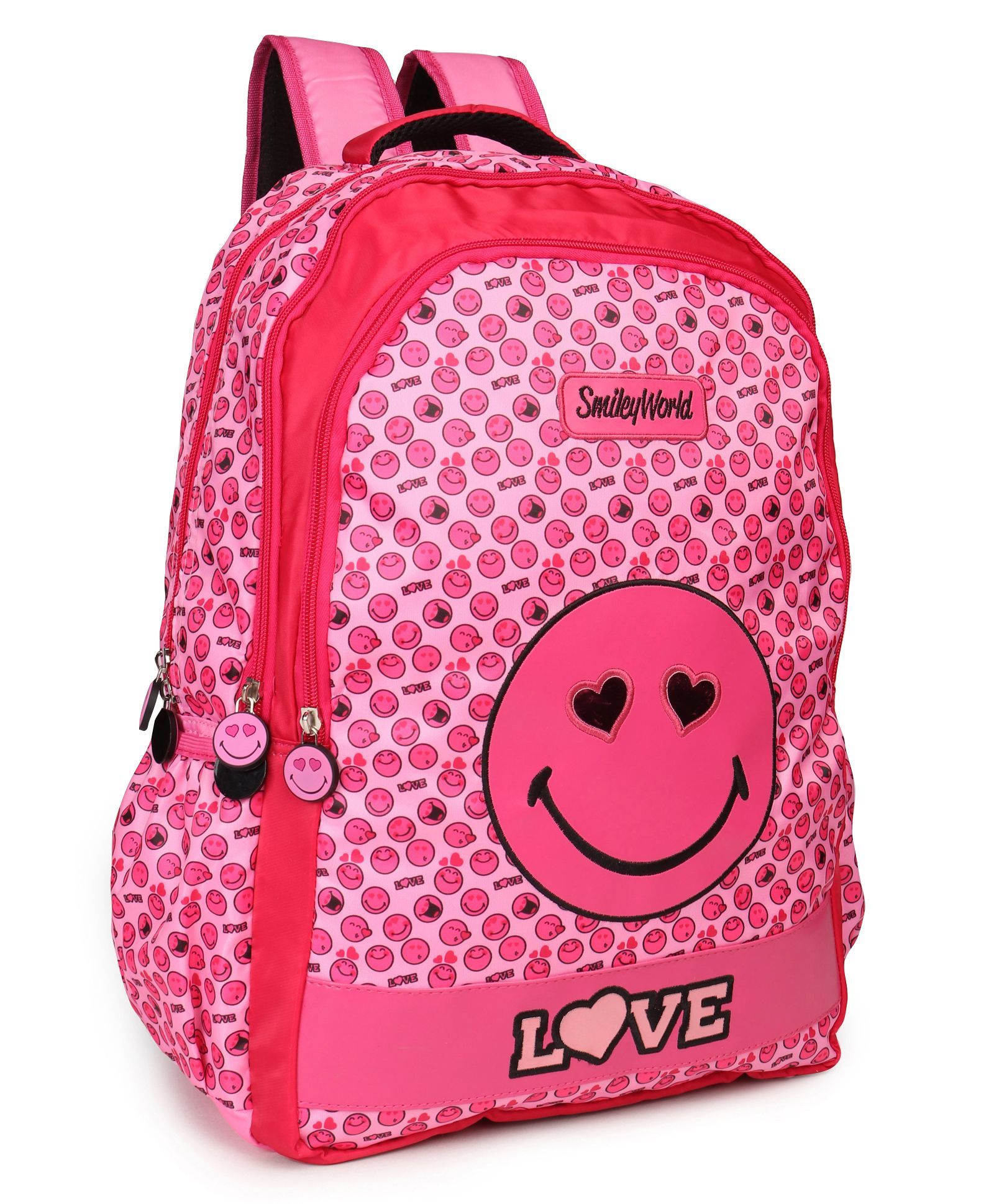 Smiley School Bag Pink - 19 inches