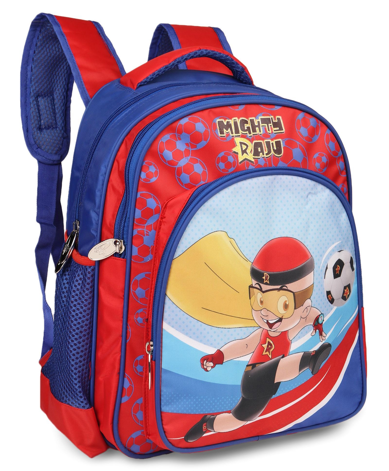 Mighty Raju School Bag Football Theme Blue Red