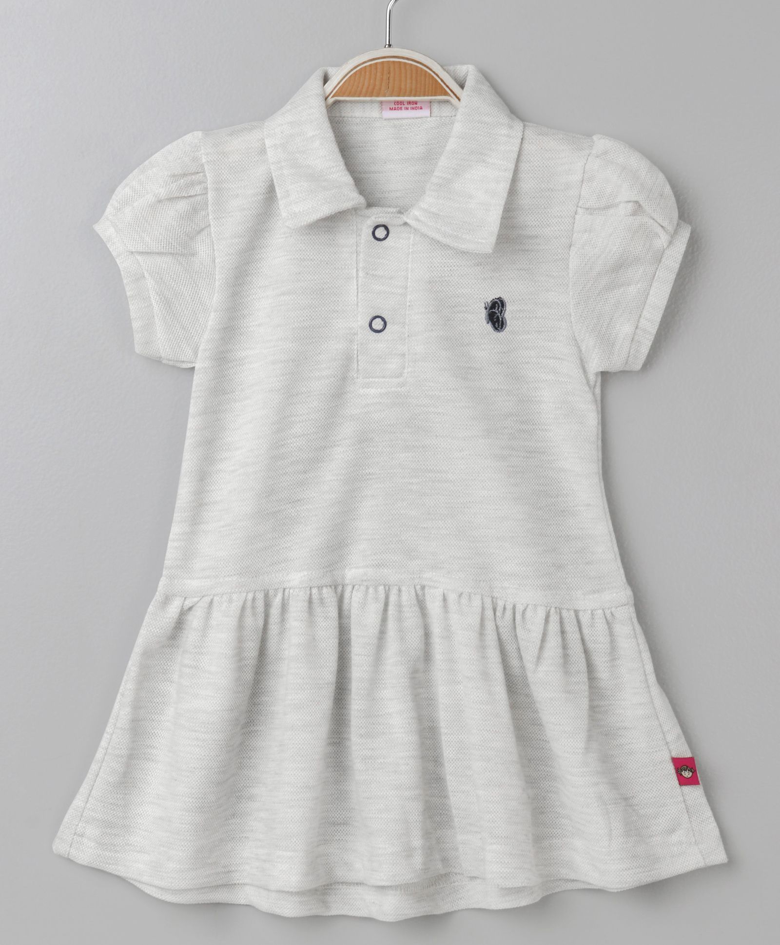 Wow Girl Short Sleeves Collar Neck Tennis Frock - Grey
