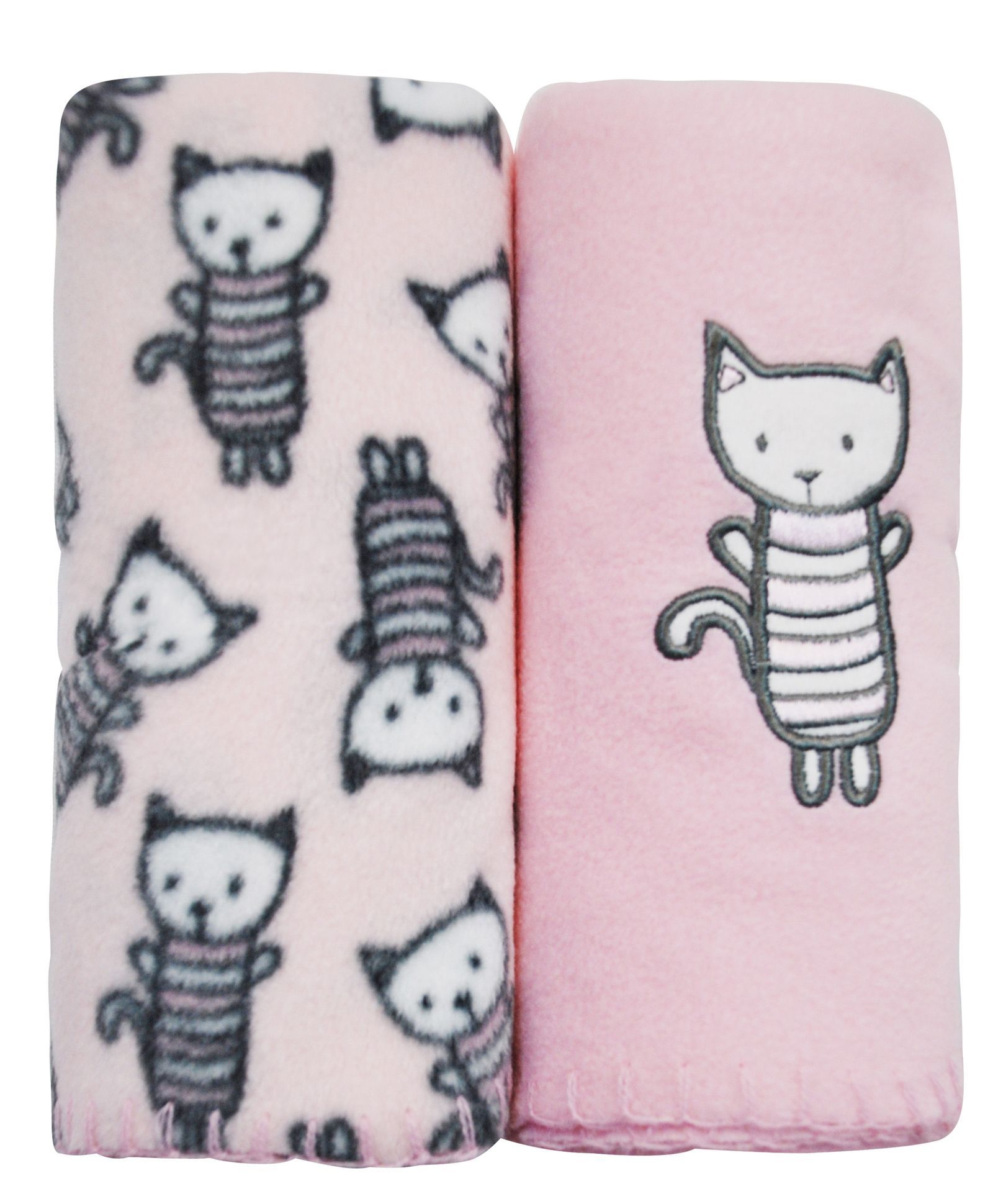 Honey Bunny Fleece Blankets Pack of 2 Kitty Patch - Pink