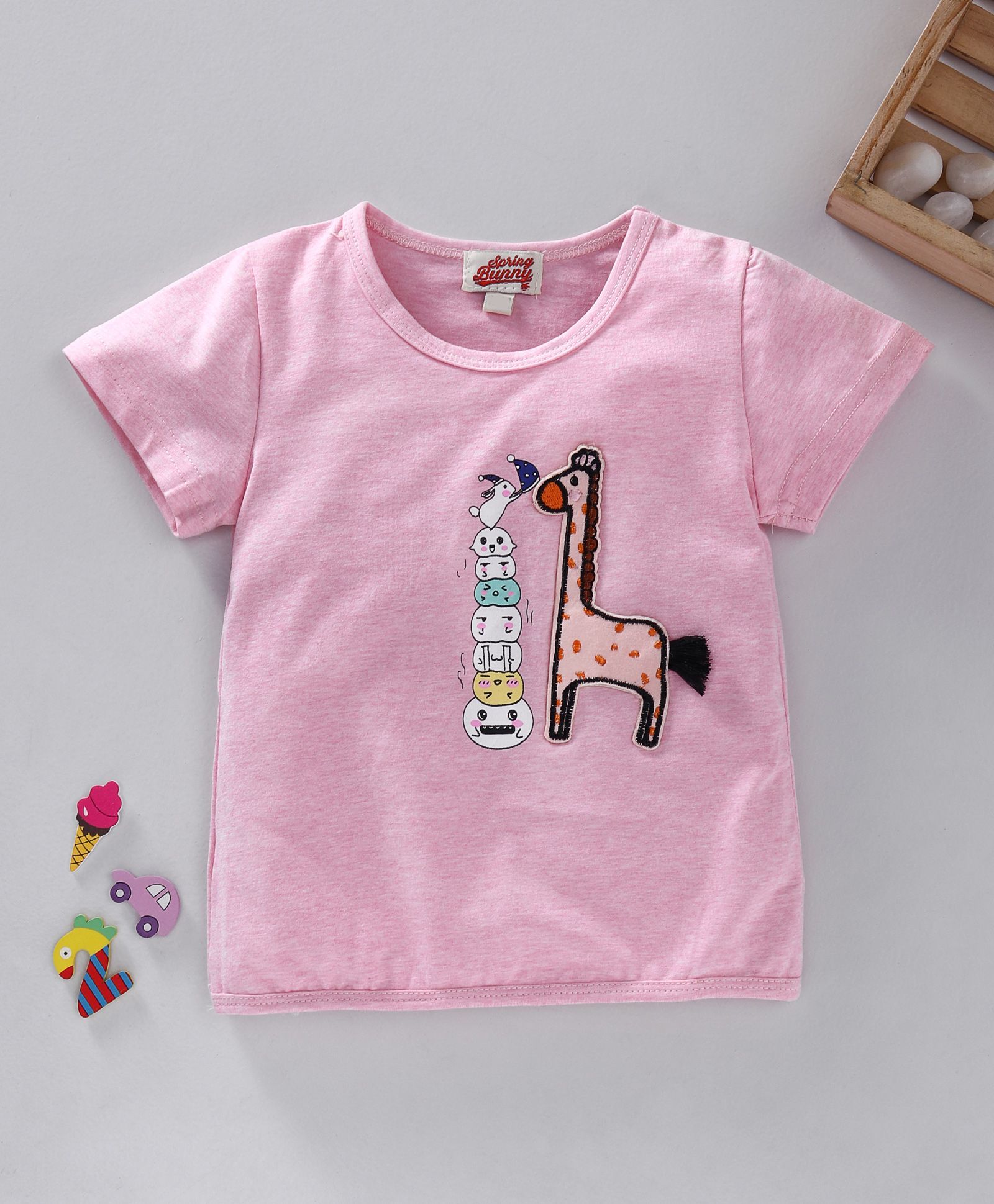 Spring Bunny Giraffe Applique Top