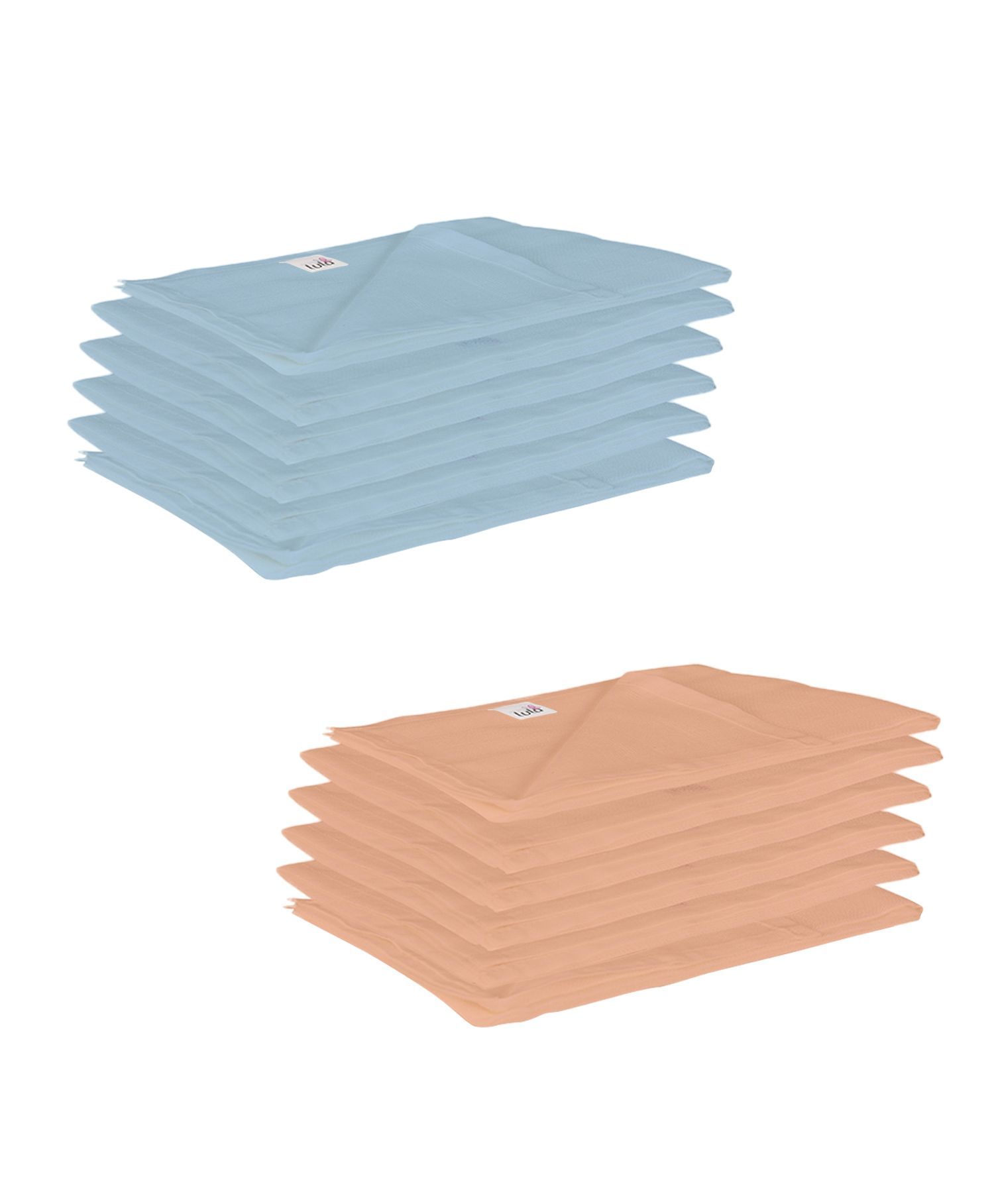 Lula Reusable Muslin Square Napkins Pack of 12 - Blue Brown