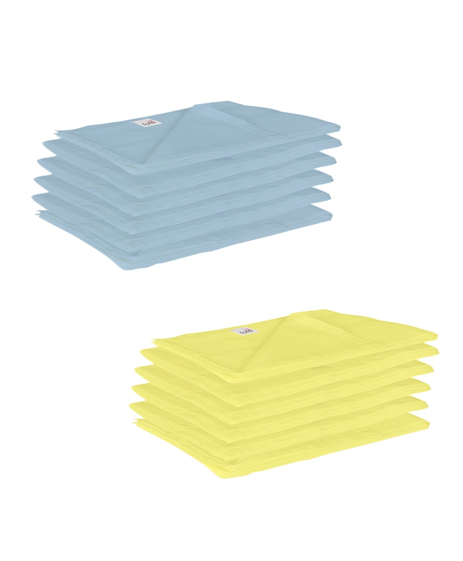 Lula Reusable Muslin Square Napkins Pack of 12 - Blue Yellow