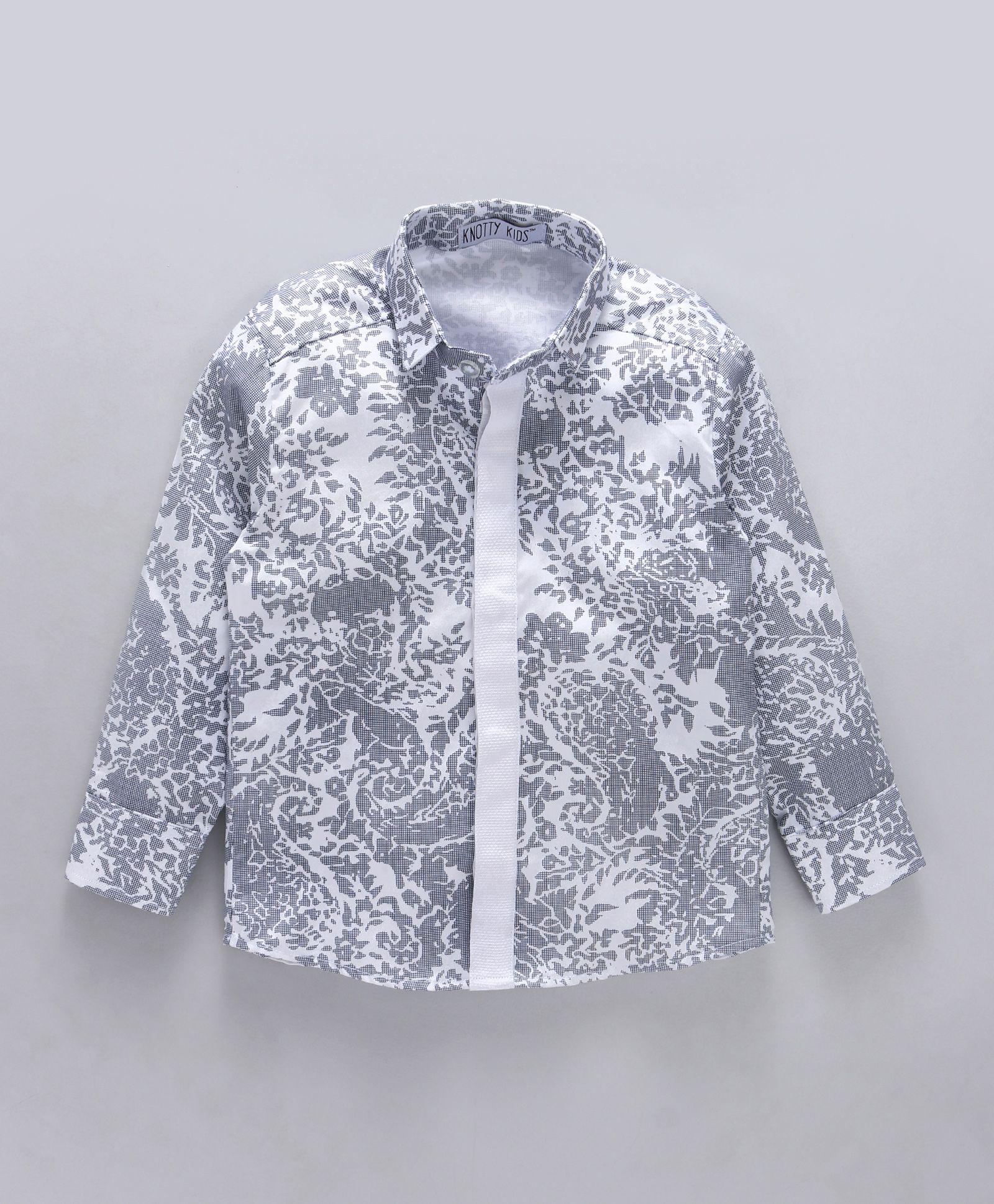 Knotty Kids Full Sleeves Printed Shirt - Grey