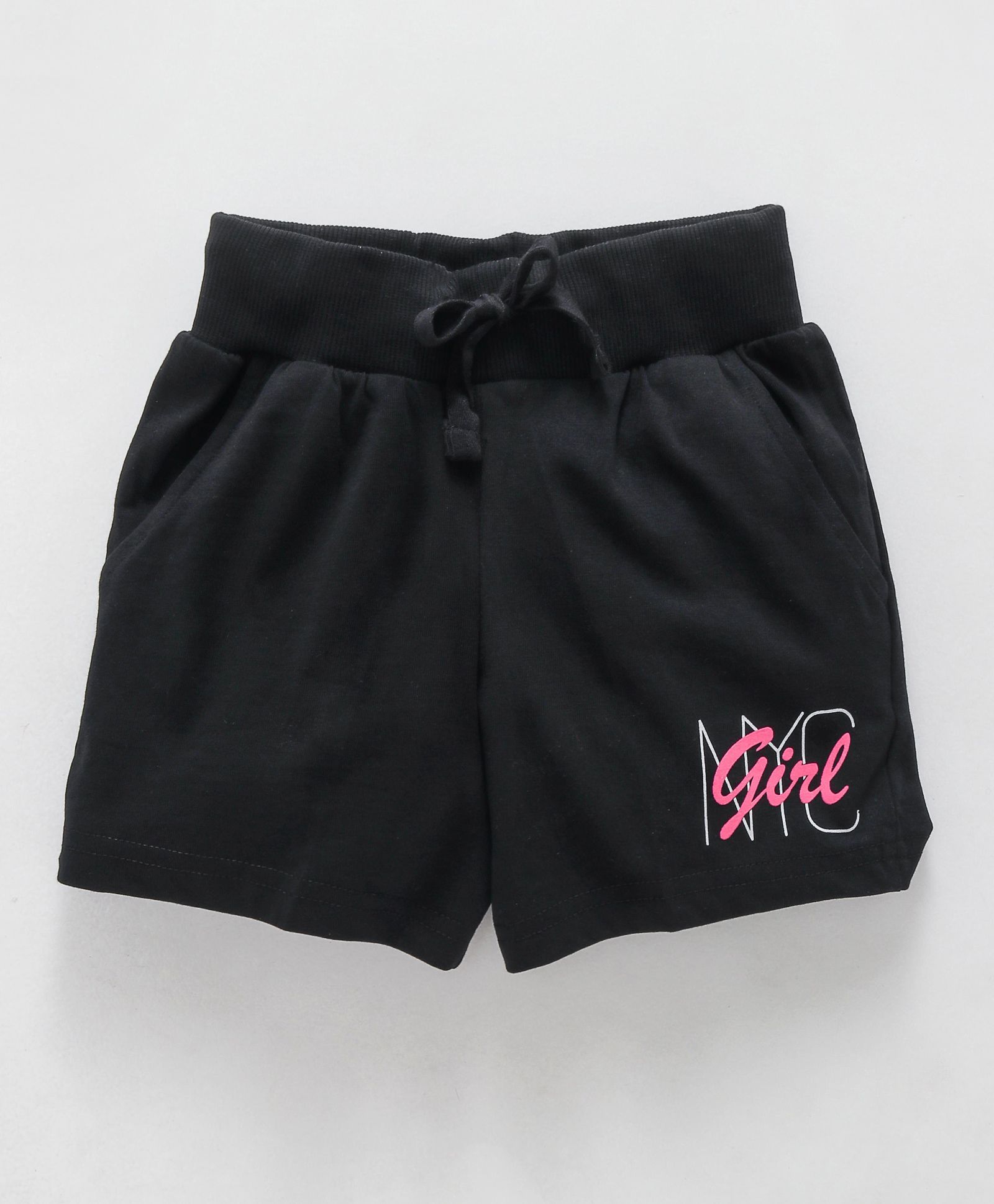 Oxcgen Shorts With Drawstrings Girl Print - Black