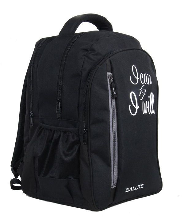 Polestar School Bag Quote Print Black Grey