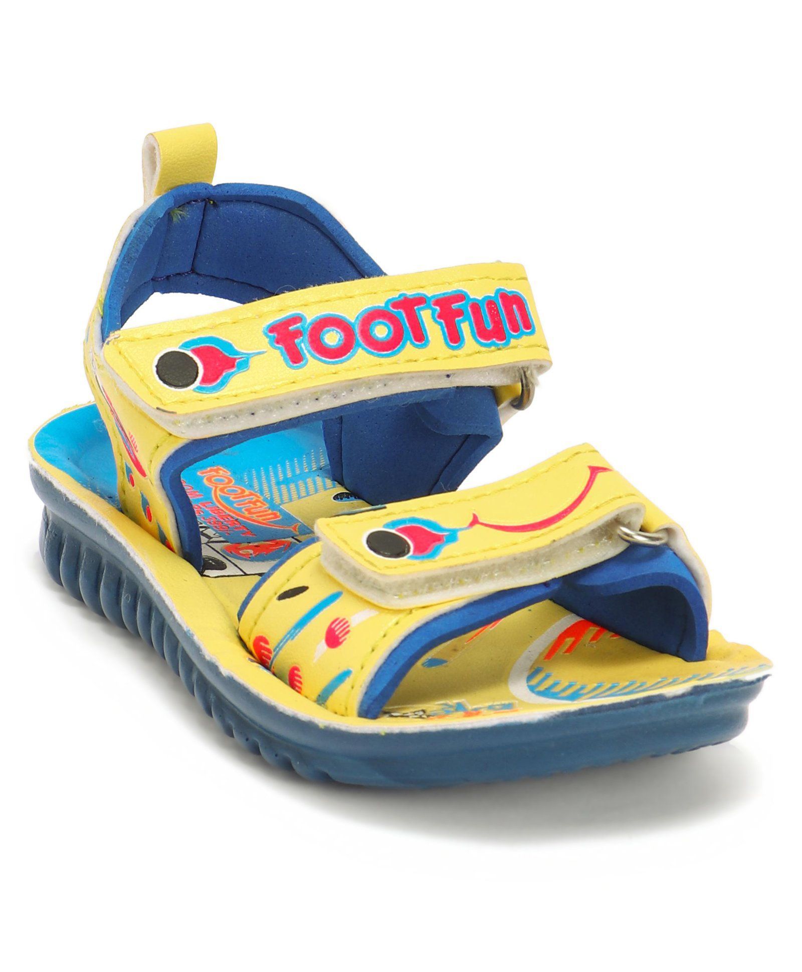 Footfun Sandals With Dual Velcro Closure - Yellow Blue