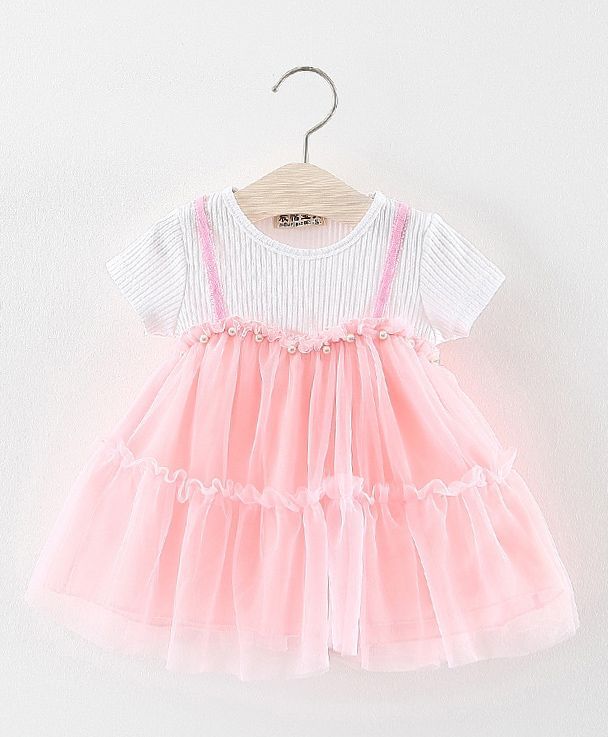 Superfie Dress With Net Frill - Light Pink