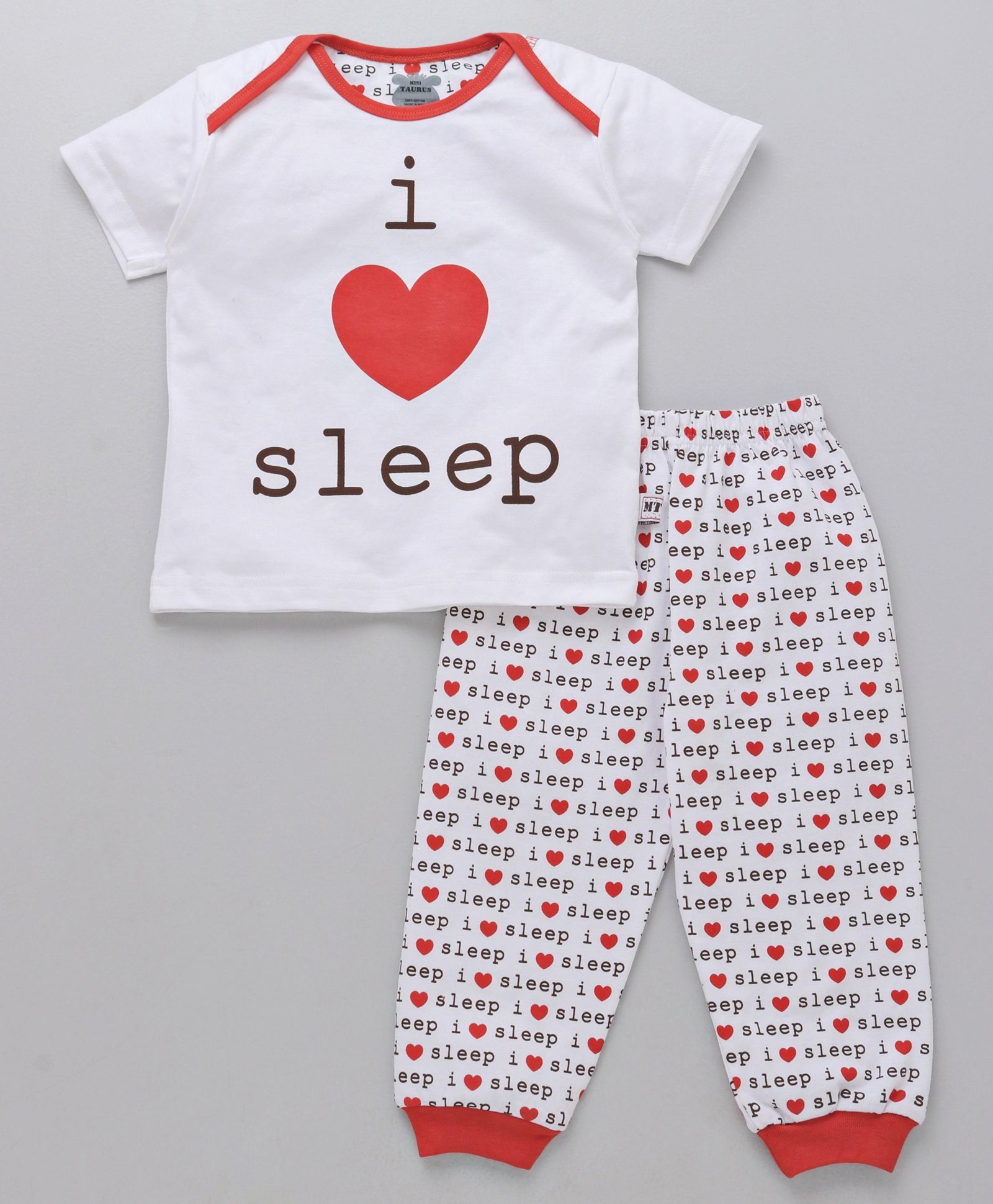 Mini Taurus Half Sleeves T-Shirt And Pajama Sleep Print