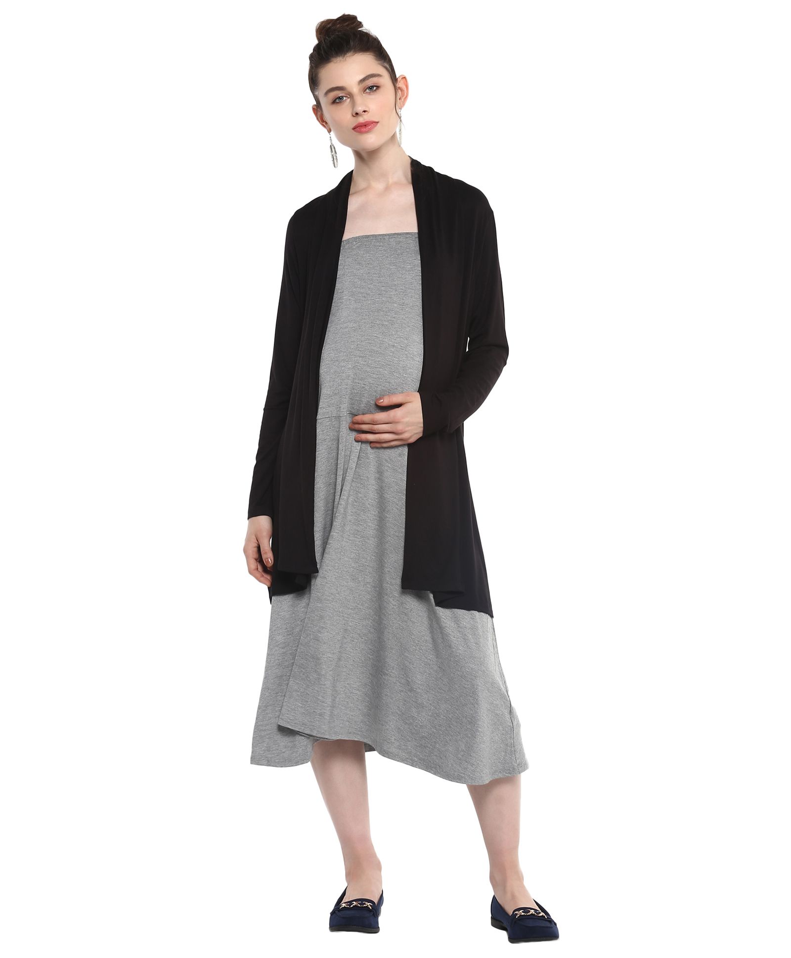Momsoon Maternity Full Sleeves Cardigan - Black