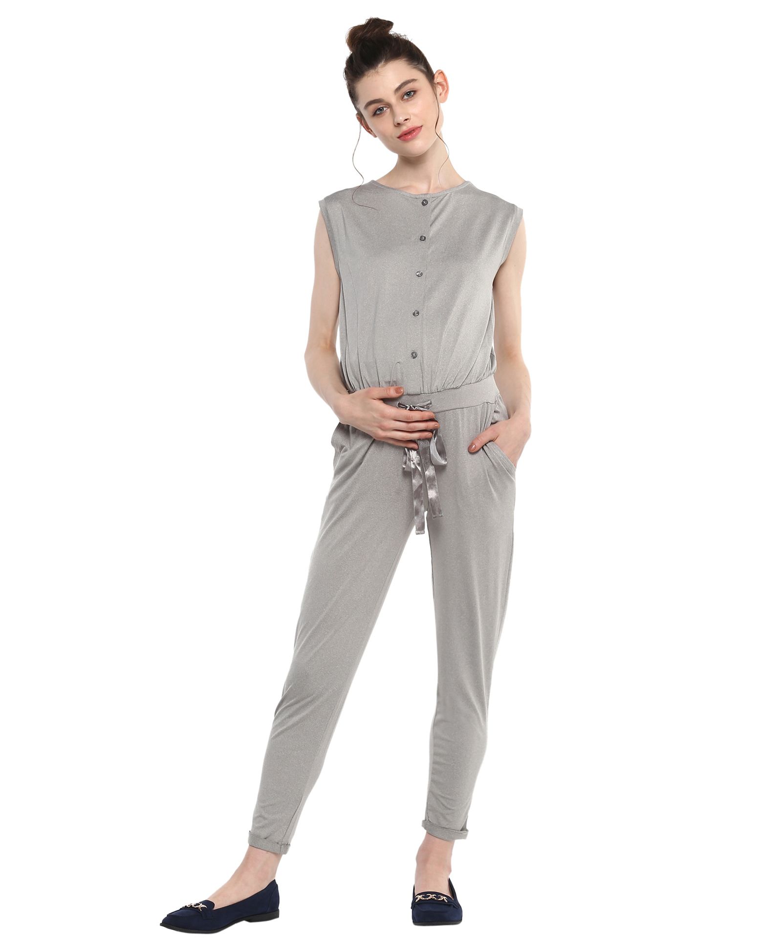 Momsoon Drawstring Jumpsuit - Grey