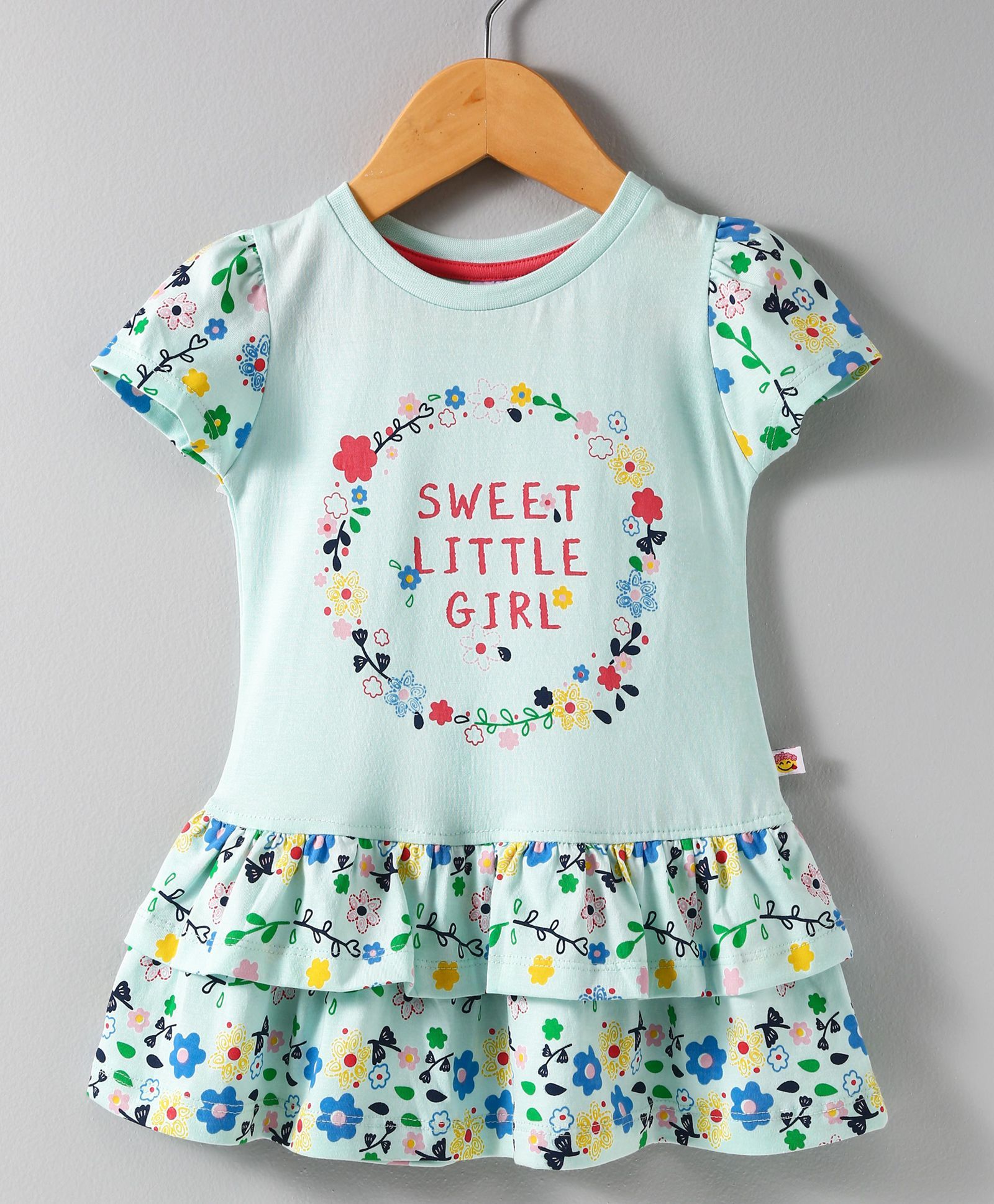 Ollypop Short Sleeves Layer Frock Text Print